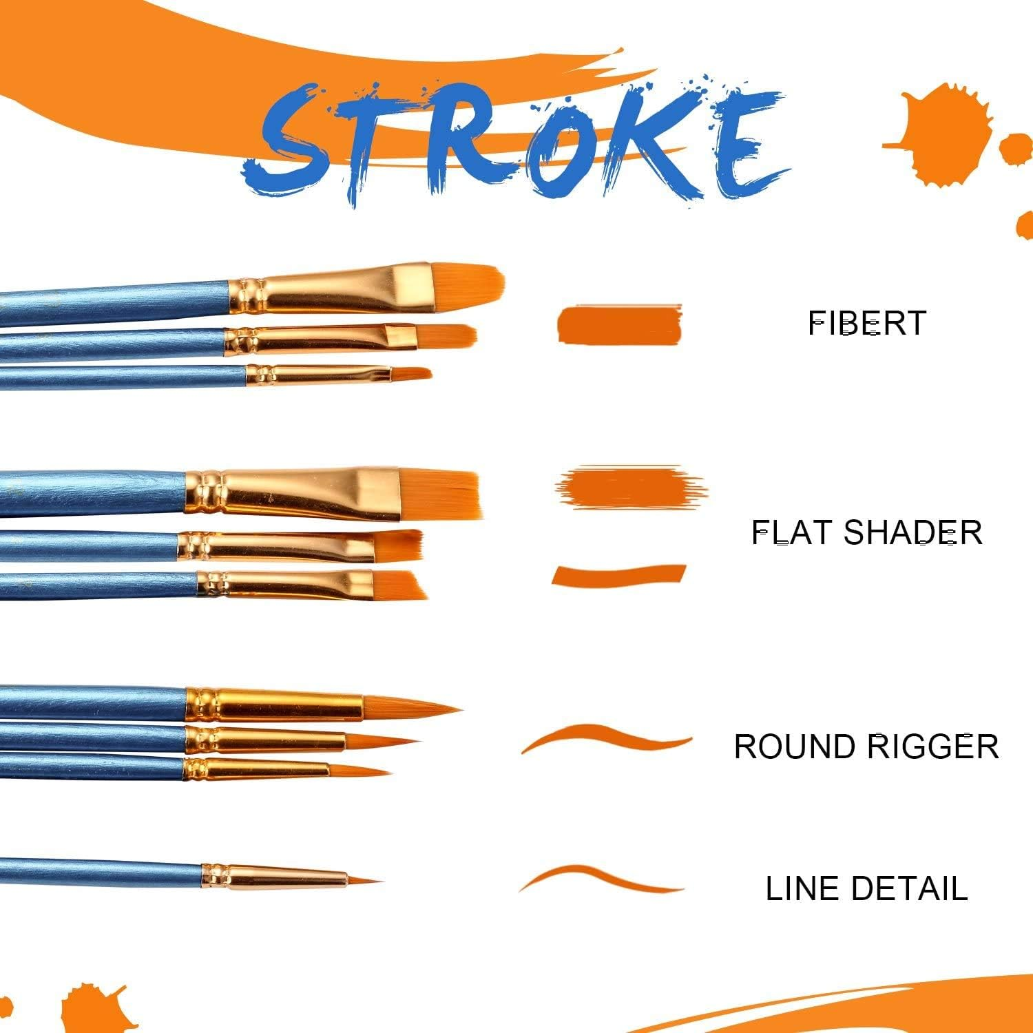 3 Pack Paint Brush Set, 30 Pcs Nylon Hair Brushes for Acrylic Oil Watercolor Painting Artist Professional Painting Kits image number 6