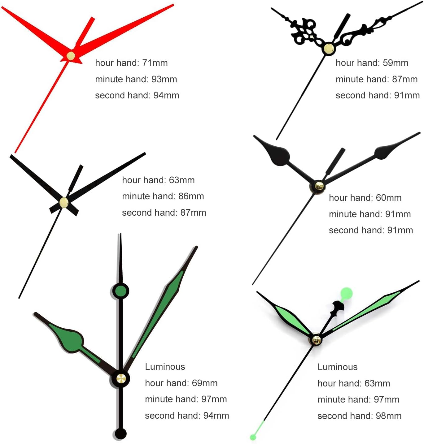 2 Sets Clock Mechanism Kit, Silent Quartz Clock Movement Mechanism with Different Clock Hands, DIY Wall Clock Mechanism Parts Motor Replacement DIY Repair Parts, Battery Operated