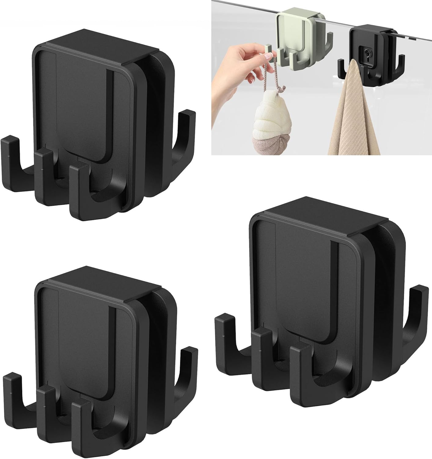 3 Pcs Shower Suction Hooks,Silicone Double Sided Hooks,No-Drill Bath Robe Hook Holder for Shower Bathroom Hanging Towels,Mirrors,Robe,Window Hooks,Removable and Reusable image number 2