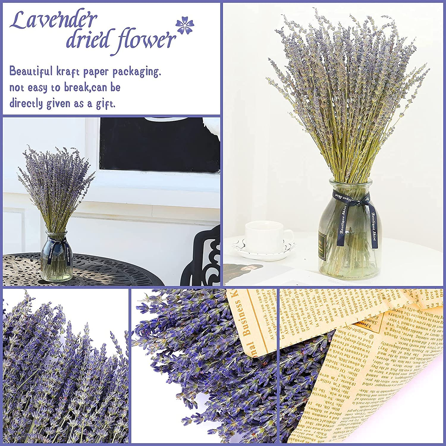 MIHUAGE Dried Lavender Flowers Bundles 100% Natural Real Dry Flower for Home Decorations,Home Fragrance 380-400 Stems image number 5