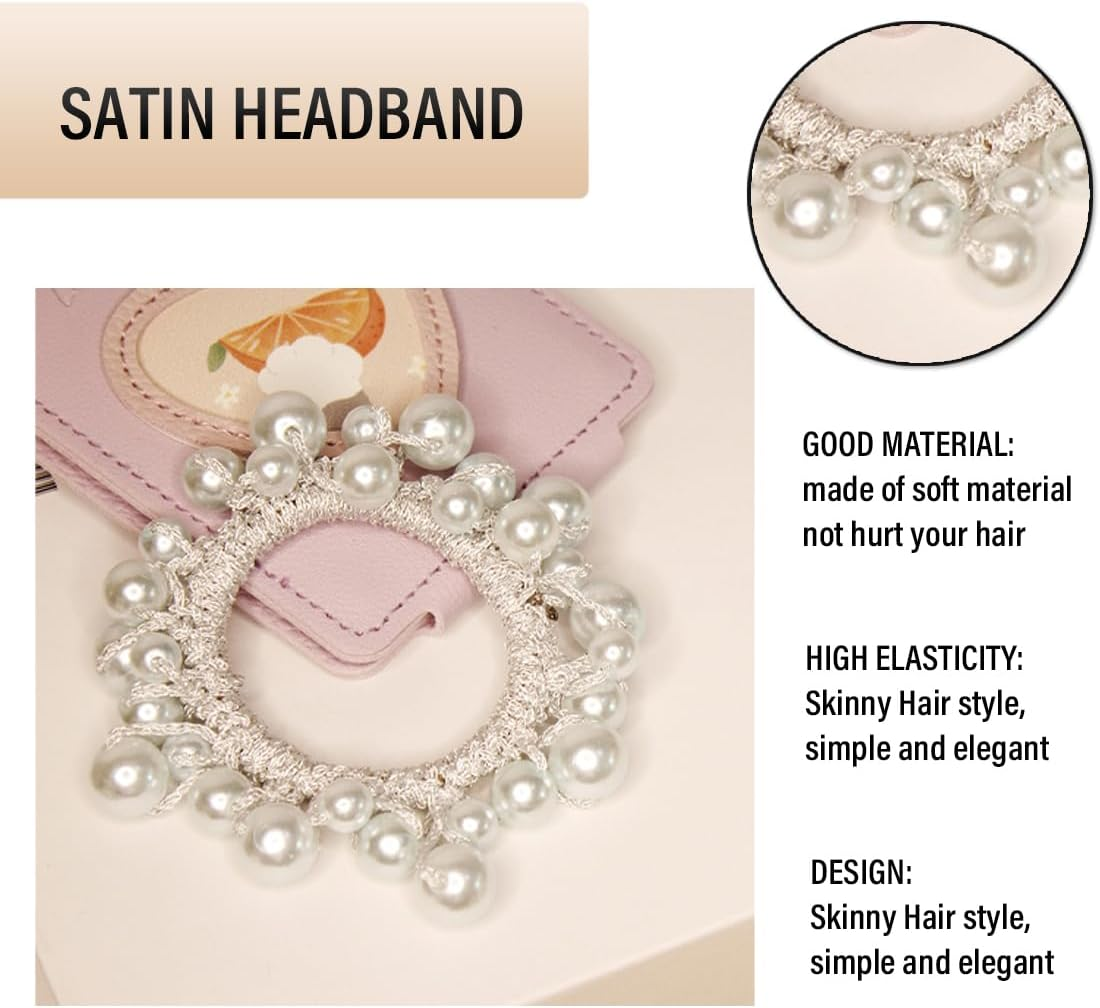 Pack of 3 Hair Bobbles, Pearl Hair Ties, Elastic Hair Tie for Women Girls, Hair Accessories for Women, Girls, Ladies, Children image number 5