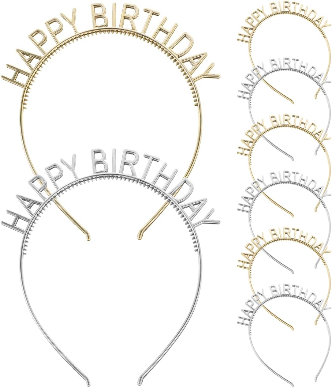 OATIPHO Pack of 10 Happy Birthday Hair Bands Party Decoration Gold and Hair Bands Birthday Accessories Festive Hair image number 3