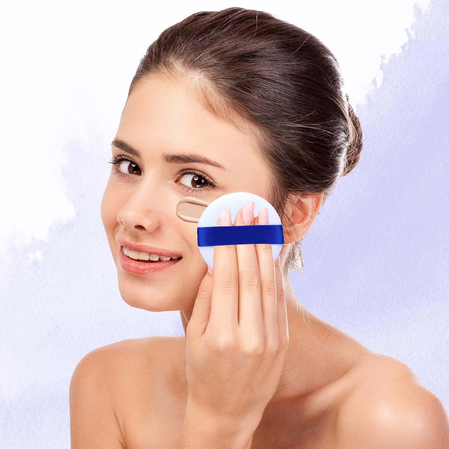 6Pcs Powder Puff - 3 Inch Soft Powder Makeup Puffs Pads Ultra Soft Washable Velour Makeup Powder Puffs for Face Powder Setting Powder Loose Powder image number 5