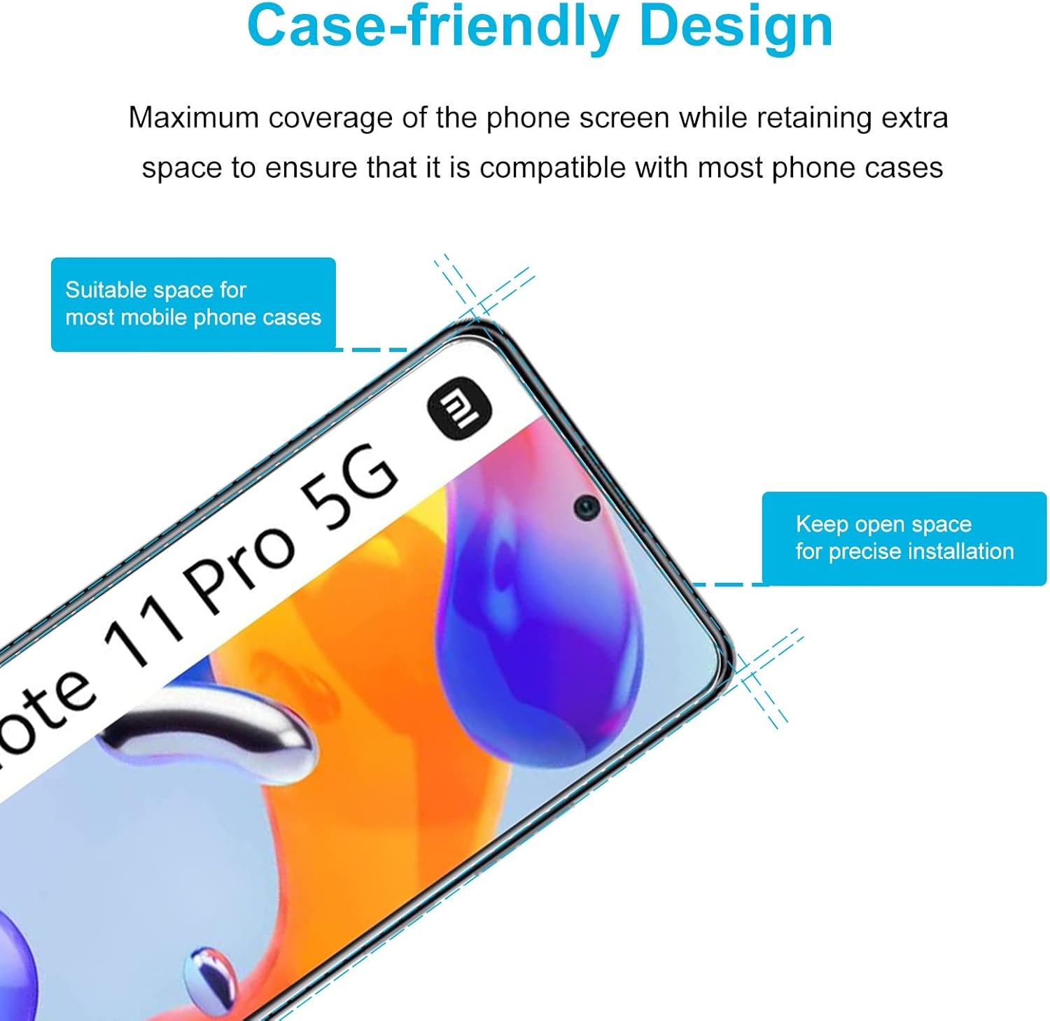 Didisky [2 Pack] Tempered Glass Screen Protector for Xiaomi Redmi Note 11 Pro, anti Scratch, 9H Hardness, No Bubbles, High Definition, Case Friendly, Transparent