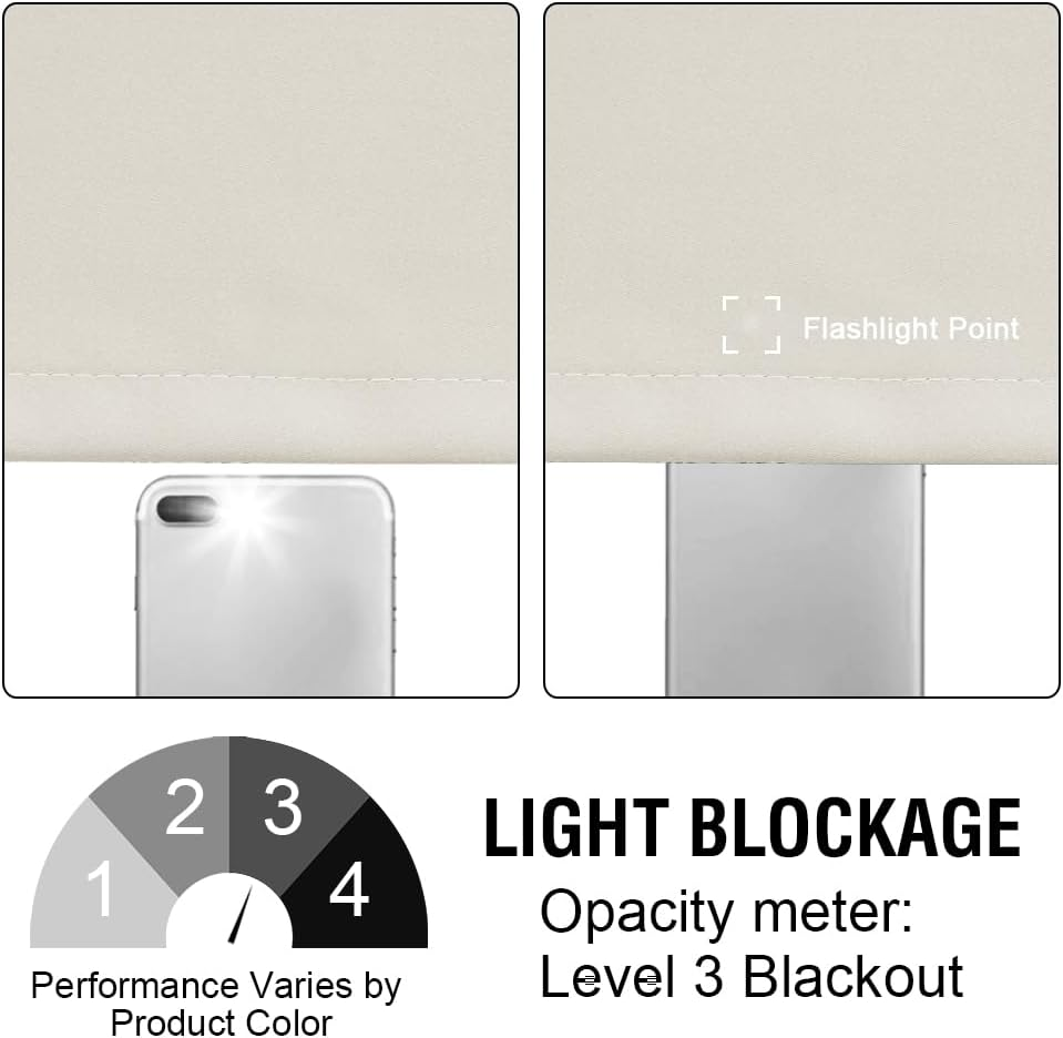 H.VERSAILTEX Blackout Curtains Thermal Insulated Window Treatment Panels Blackout Drapes for Living Room Back Tab/Rod Pocket Bedroom Draperies, 2 Panel Sets, Each W132Cm X D213Cm, Cream Beige image number 2