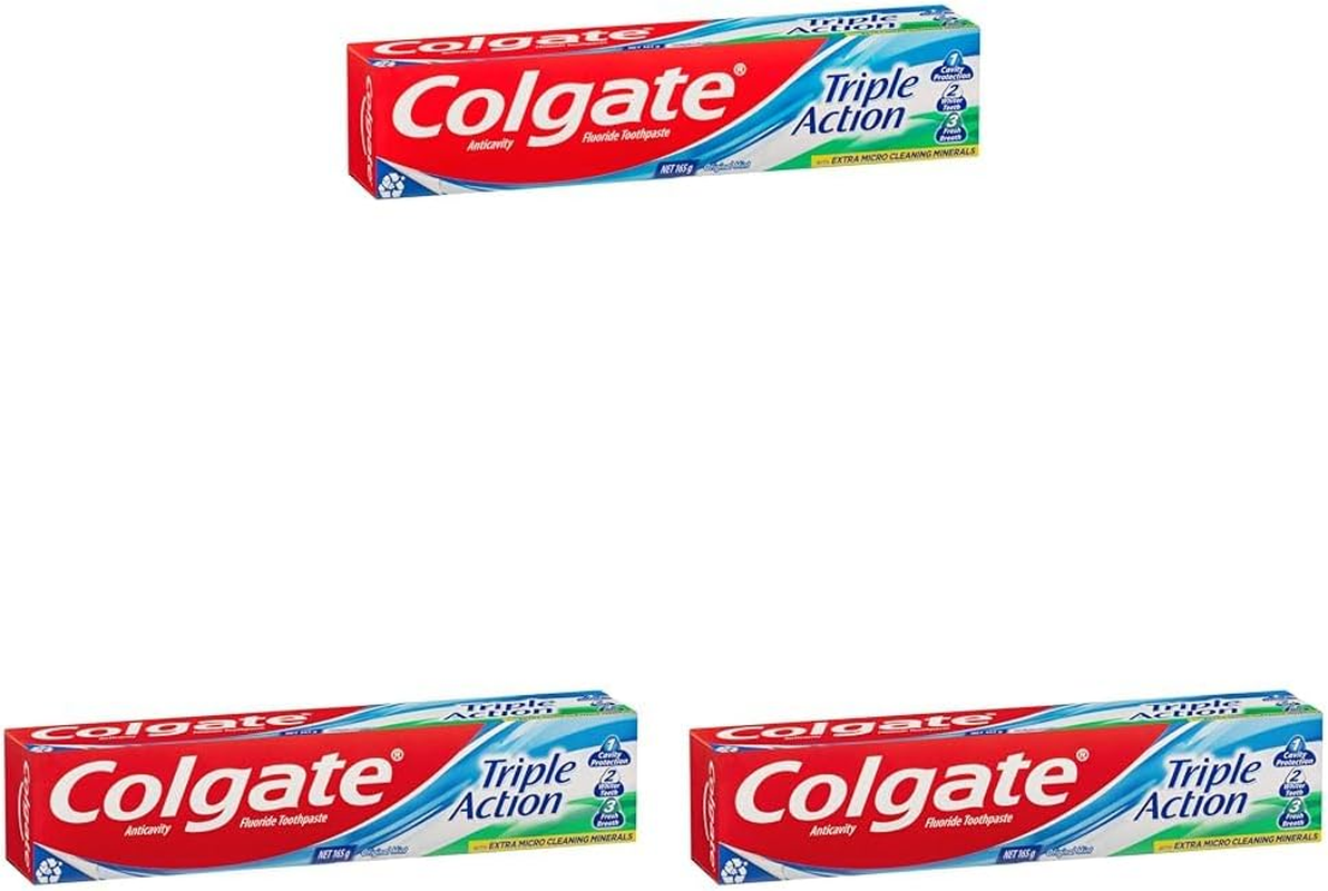 Colgate Triple Action Toothpaste, 165G, Original Mint, with Extra Micro Cleaning Minerals (Pack of 3) image number 3