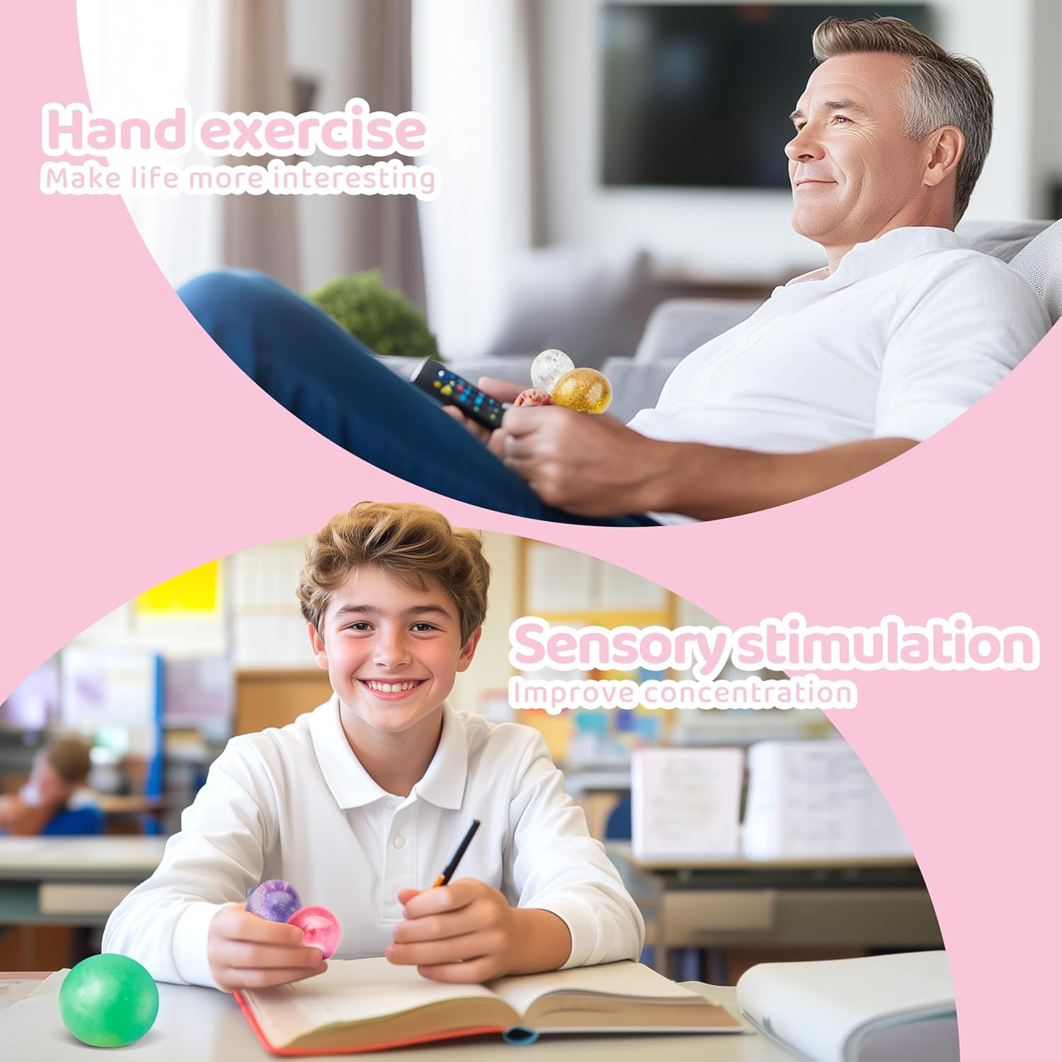 JOYIN 24 Pcs Squeeze Sensory Stress Balls, Autism Sensory Squishy Toys Stress Balls for Adults Kids, Autism Hyperactivity, Stress Relieve image number 6