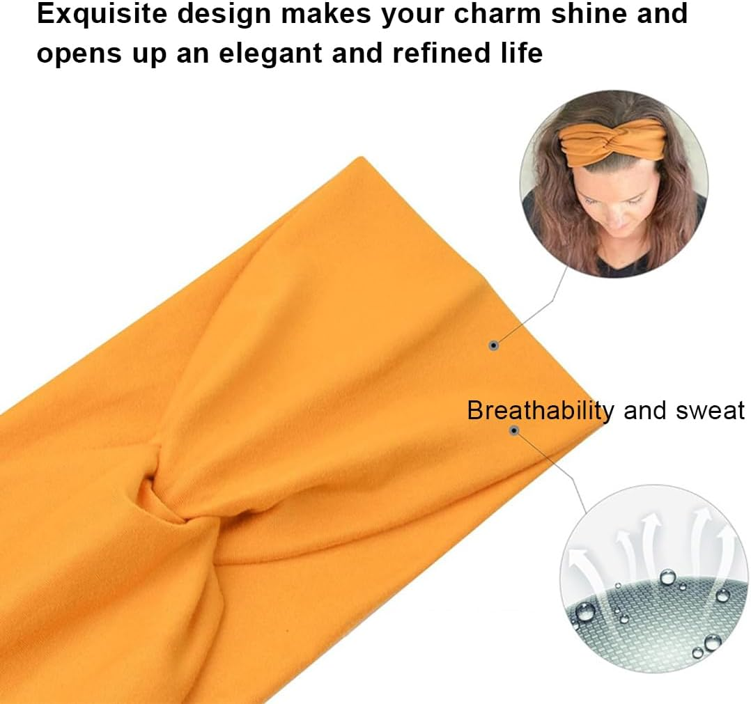 AOEVUIR Pack of 3 Headbands for Women Non-Slip for Short Hair Yoga Workout Running Sports Elastic Hair Bands for Women Hair Twist Turban Hair Wrap for Girls