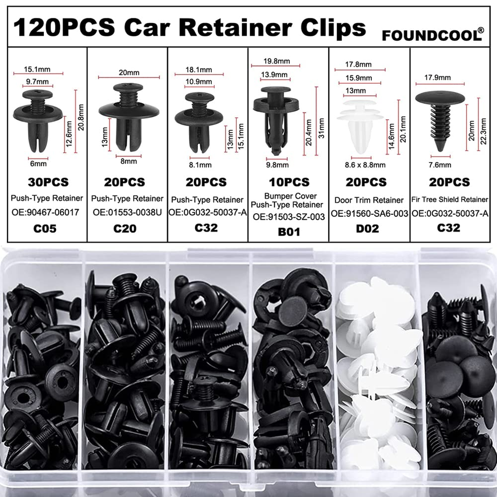 125PCS-6 Types Universal Car Retainer Clips Door Trim Panel Molding Clips Push Pins Bumper Fender Fasteners Rivets Removal Tools Assortment Kit image number 5