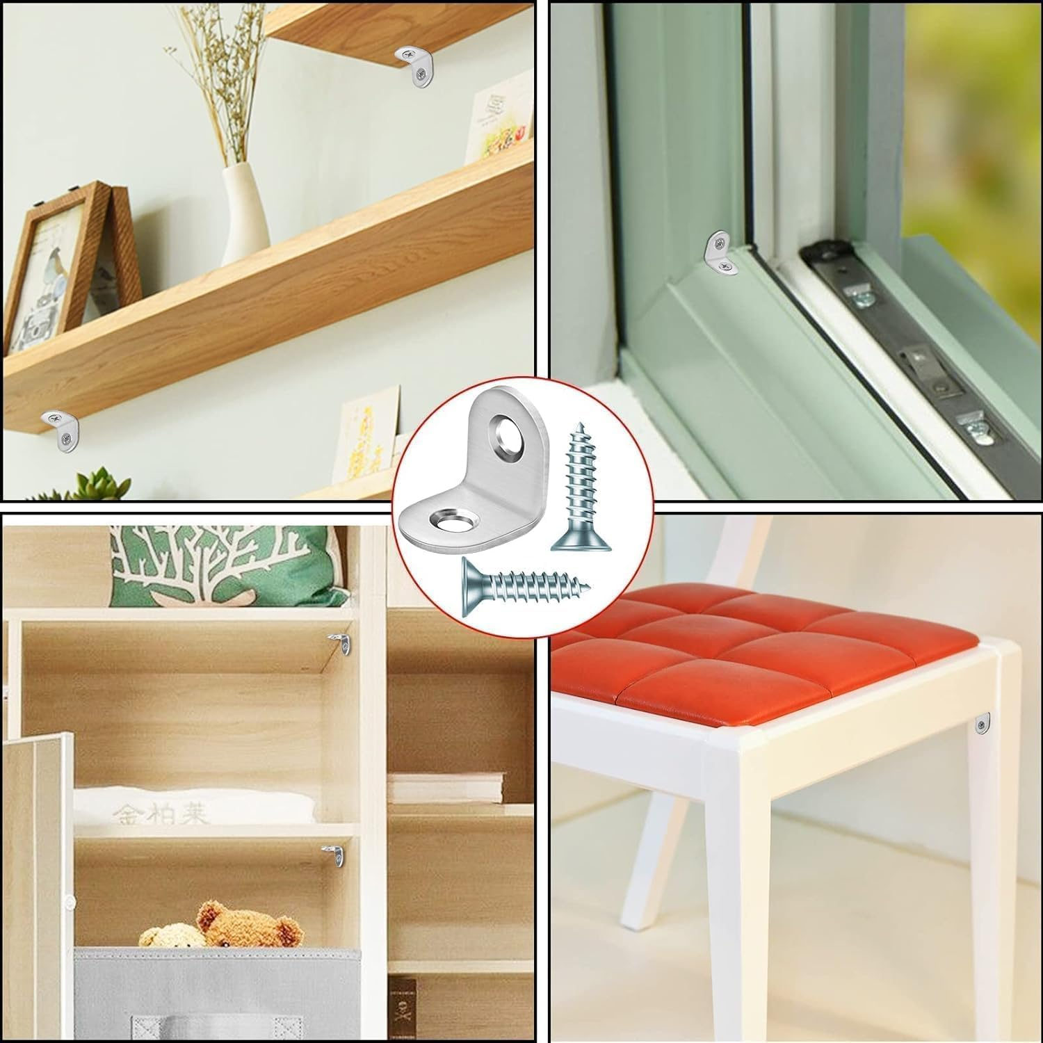 L Bracket Corner Brace with Screws,20Pcs L Bracket Corner Brace 90 Degree Corner Braces L Brackets Corner Brackets,90 Degree Brace Small Right Angle Brackets,Stainless Steel L Brackets Corner Braces image number 6