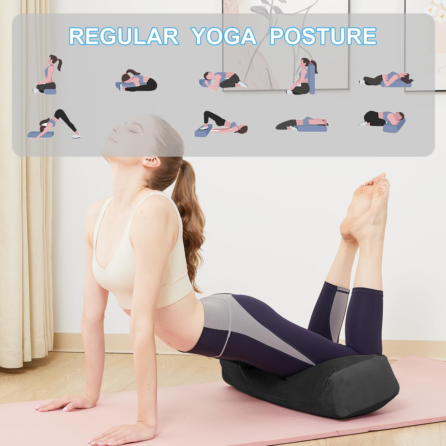 Restorative Yoga Bolster - Velvet Covered Meditation Pillow for Yin & Prenatal Yoga image number 2