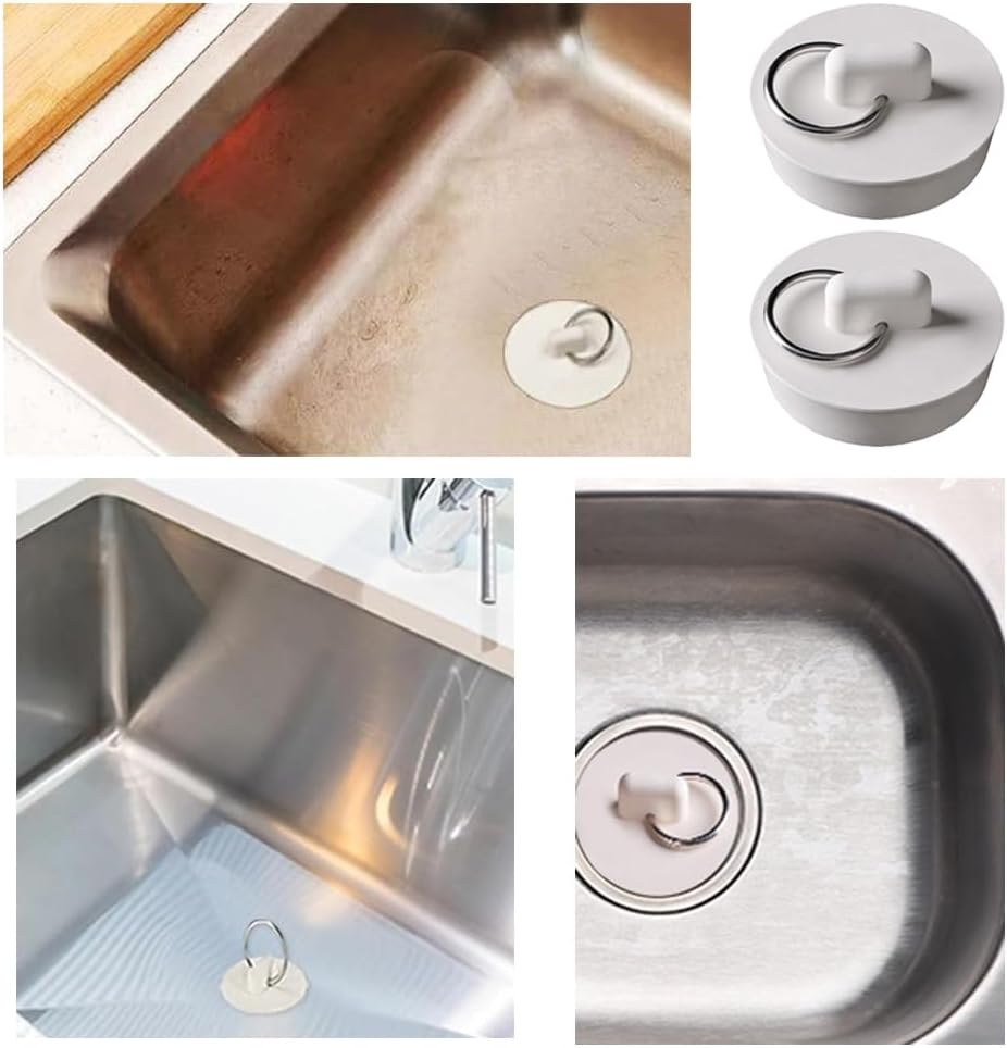 4 Pack Bath Plugs, Rubber Drain Stopper Kitchen Sink Plug with Hanging Ring, Universal Drain Plug Cover for Bathtub Kitchen and Bathroom, 39-41Mm image number 2