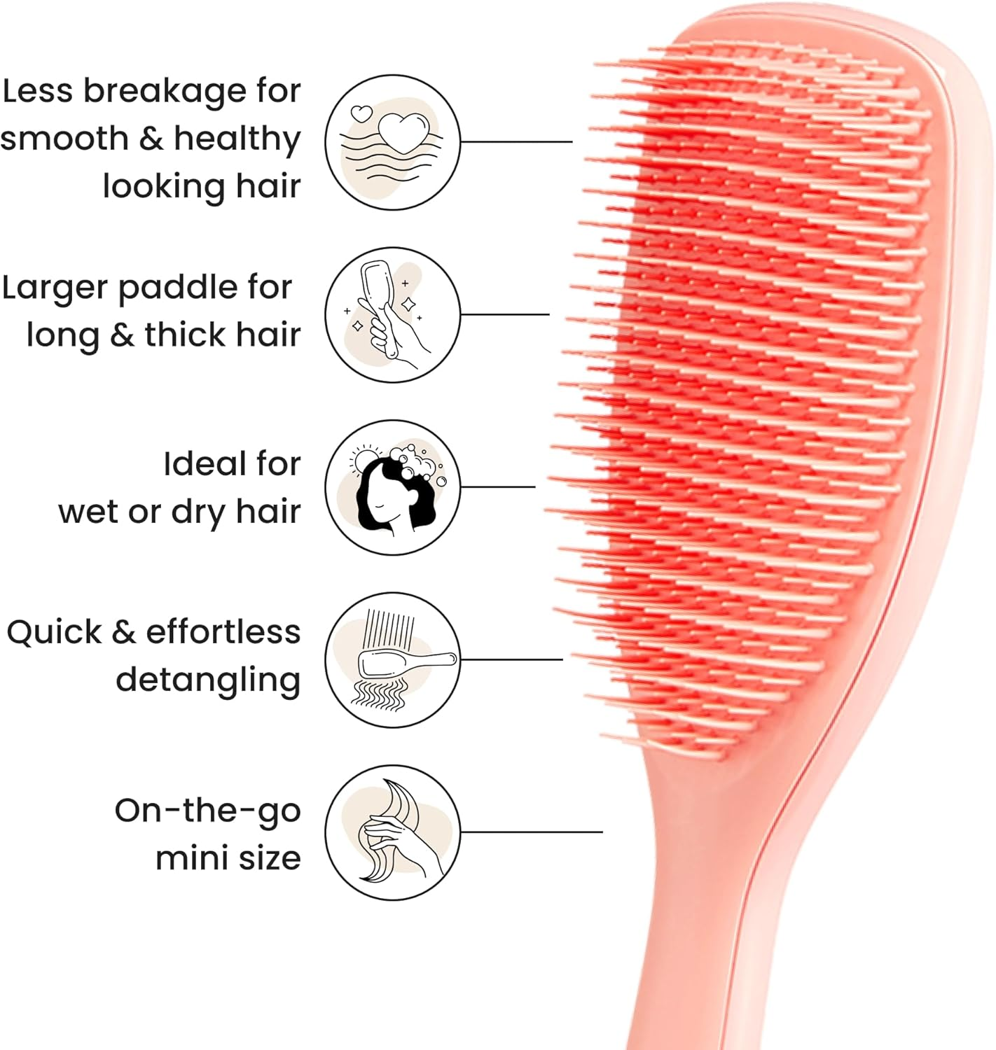 Tangle Teezer Wet Detangler, Large, Peach Glow image number 4