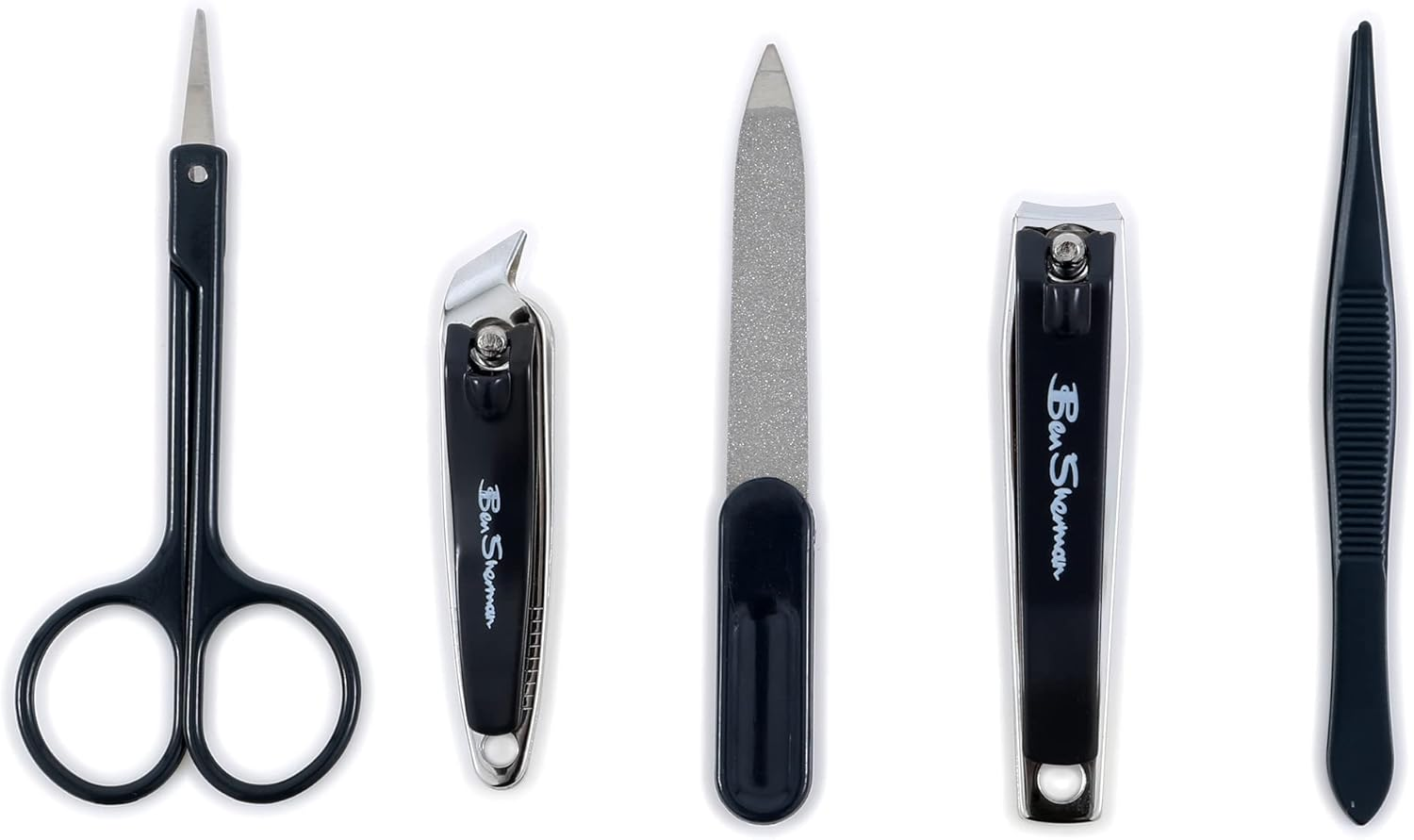Ben Sherman Nail Clippers for Men Travel Size Nail Clipper Set, 5 Pcs Mens Nail Grooming Kit Includes Nail Clippers, Scissors, Tweezers and Leather Traveling Case image number 4