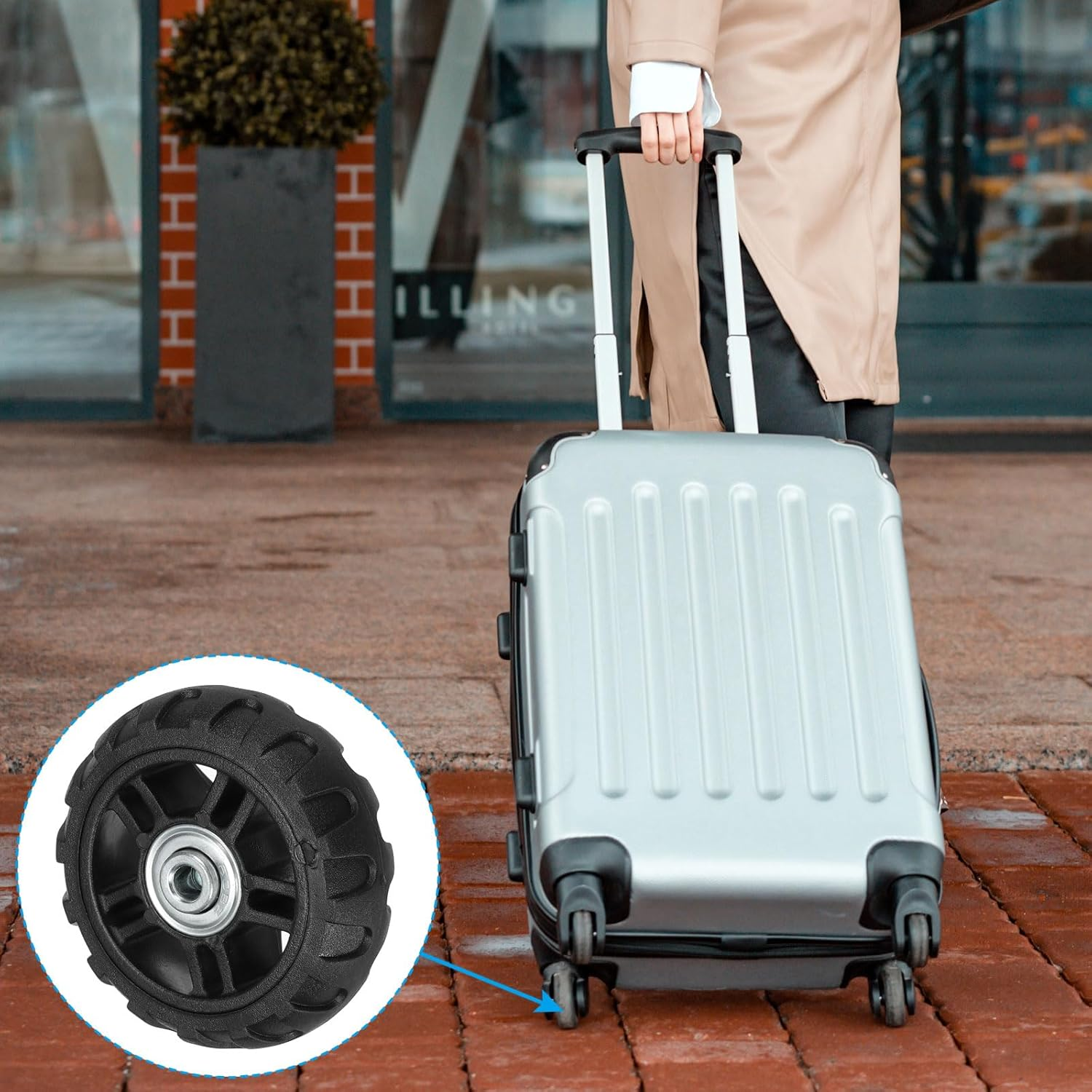 Uxcell Replacement Luggage Suitcase Wheels Repair Kit, 70Mmx22Mm Wear-Resistant & Mute 360 Swivel Caster Wheels image number 5