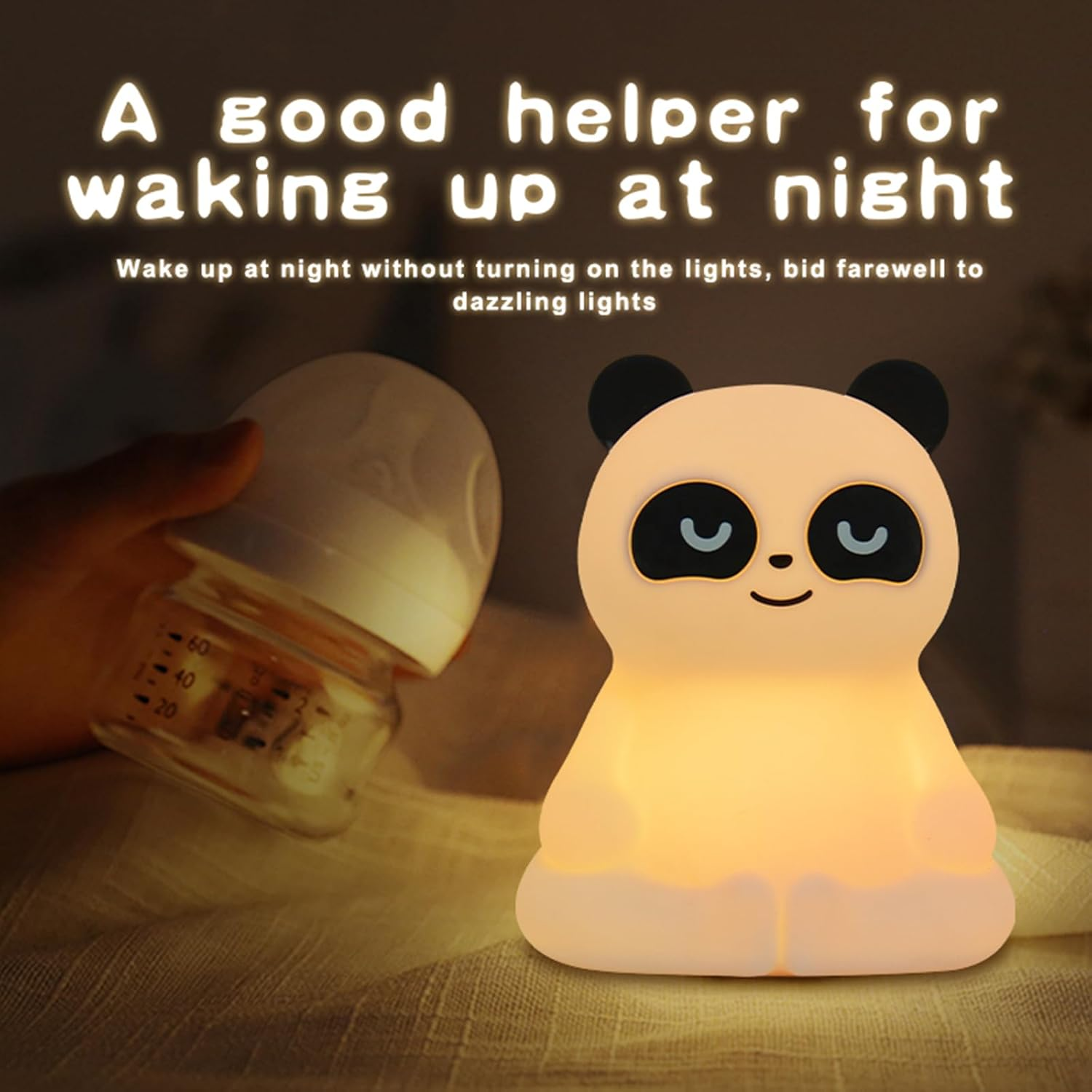 Richaa Panda Night Light with Colour Changing Night Light Dimmable Sleeping Light Rechargeable Children'S Room Gift Anxiety Relief