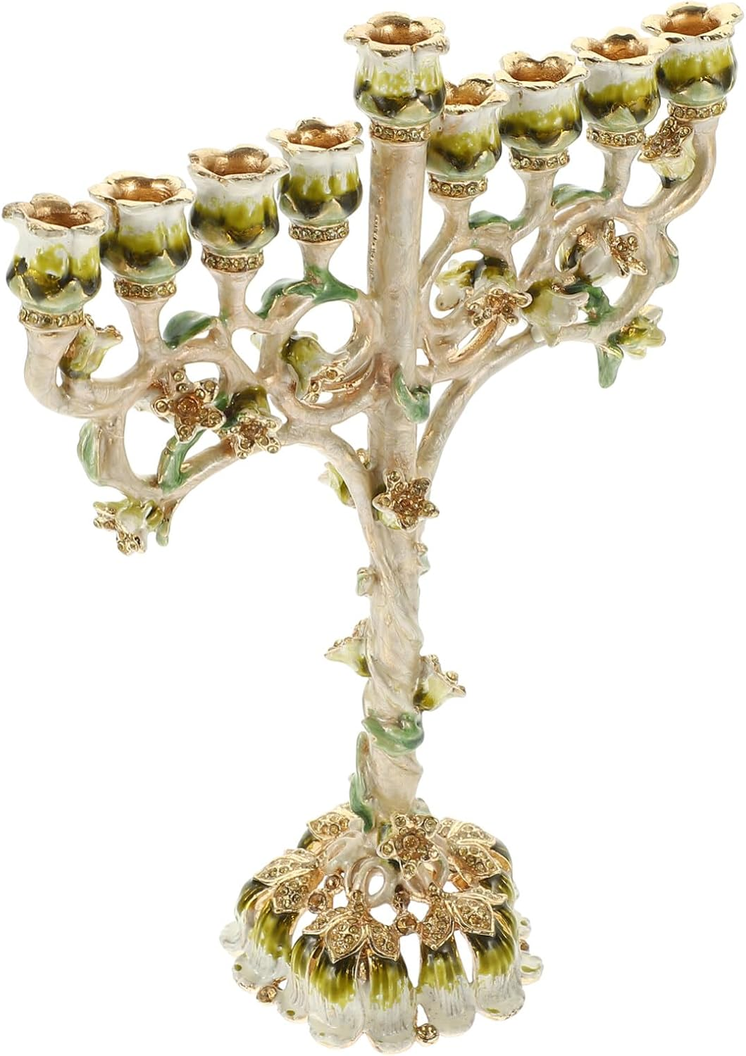 Hanukkah Menorah, Tree of Life Menorah 9-Branch Menorah Candle Holder Nine Branches Jerusalem Pillar Candle Stands Candlestick Table Centerpiece for Temple 22Cm image number 2