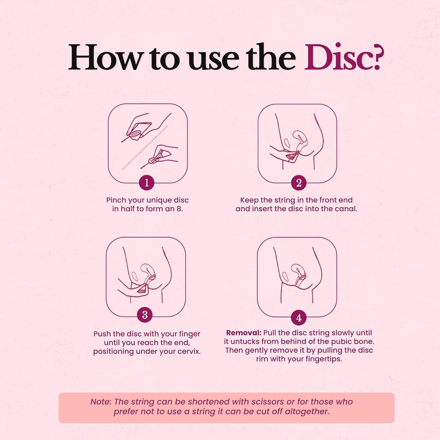 LUMMA Menstrual Disc - Includes Carrying Pouch & Silicone String for Easy Removal - Comfortable & Sustainable Choice to Tampons - Leak-Proof Reusable Medical Grade Silicone - Pink Love, Short Cervix image number 1