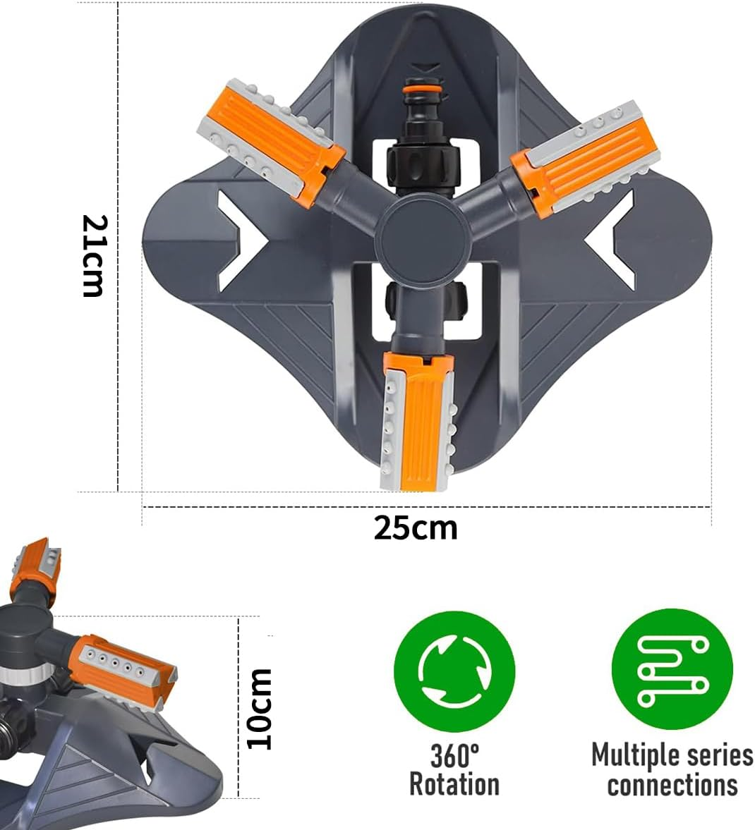 Ling-Luo Garden Sprinkler, Automatic 360 Degree Adjustable Rotating Irrigation Sprinkler System, Weighted Gardening Watering System,Best Assistant for Vegetable Field or Summer Outdoor Game. image number 3