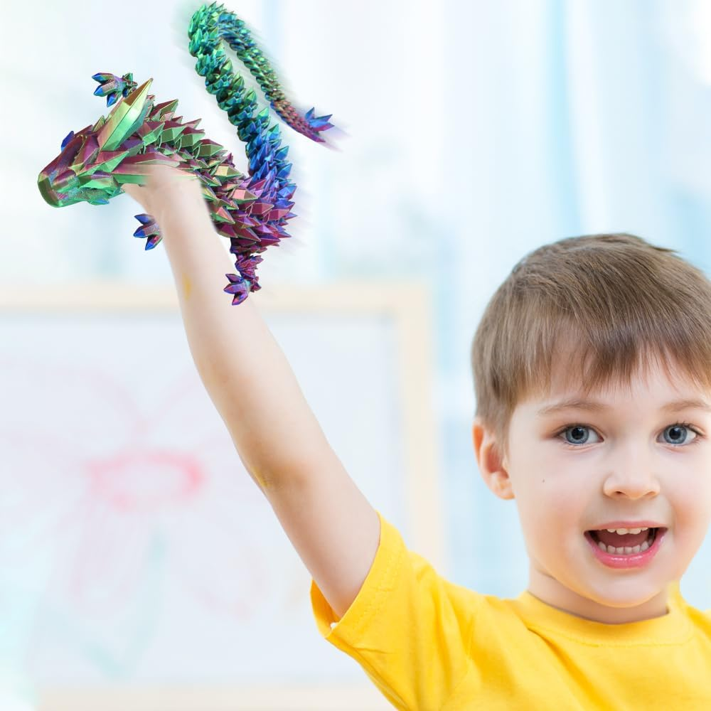 3D Printed Dragon, 24 Inches 3D Dragon, Articulated Dragon, Fidget Dragon, Dragon Fidget Toy, Dragon Fidget, Articulated Gem Dragon Figure for Home Office Decor (Magic Gradient Dragon) image number 4