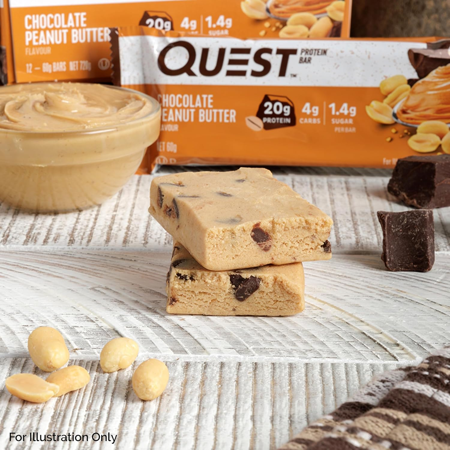 Quest Nutrition Chocolate Peanut Butter Protein Bar, High Protein, Low Carb, Gluten Free, Keto Friendly, 12 Count image number 6