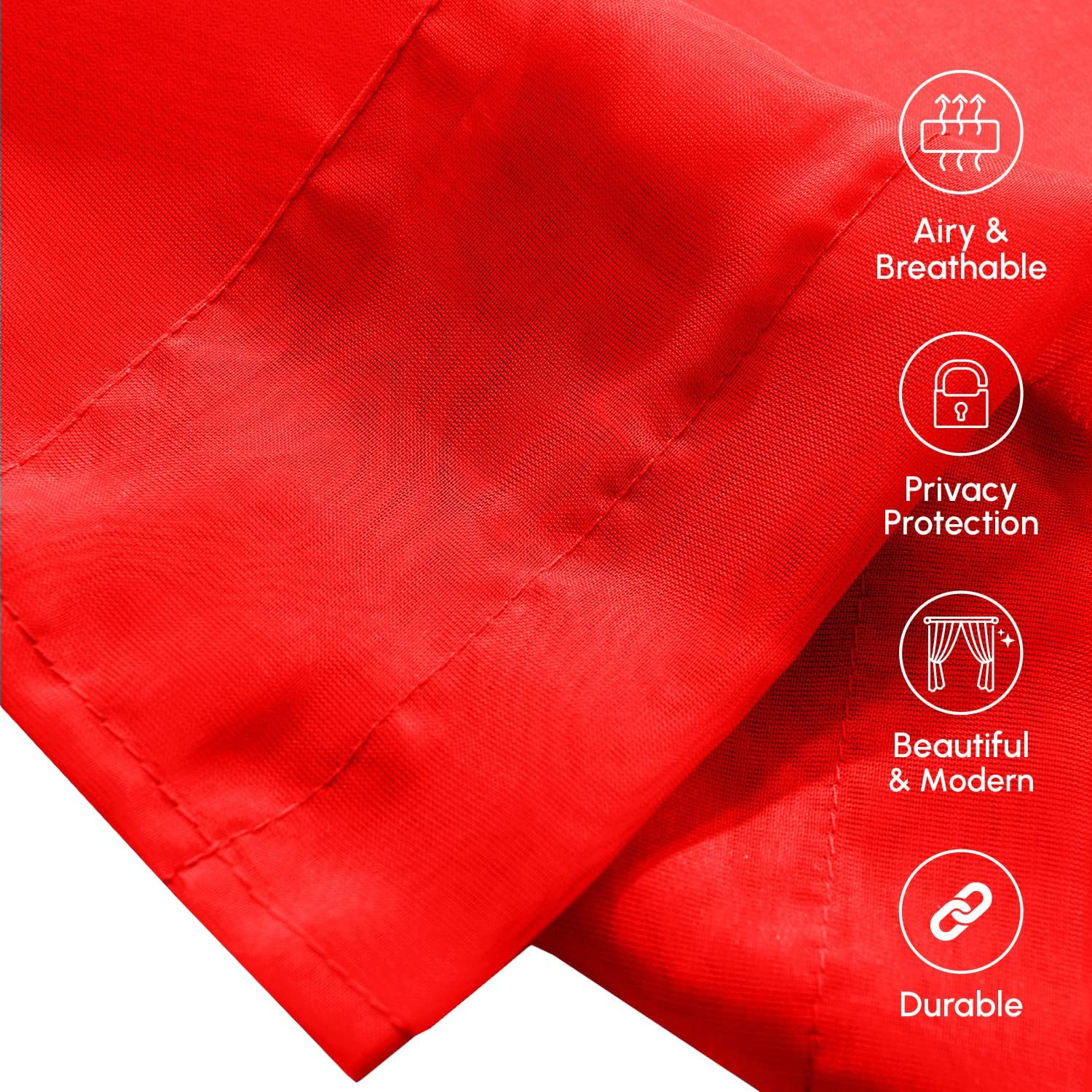 Elegant Comfort 2-Piece Sheer Panel with 2Inch Rod Pocket - Window Curtains 40-Inch Width X 84-Inch Length, Red - Red image number 2