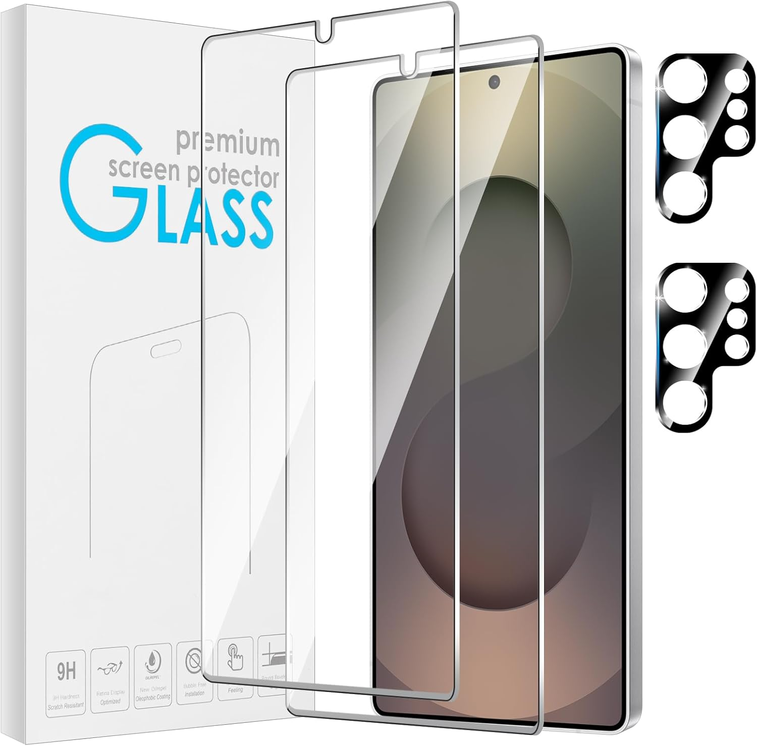 Tempered Glass Screen Protector for Galaxy S25 Ultra 6.9 Inch 2 Pack + 2 Pack Camera Lens 9H Tempered Glass Fingerprint Unlock Compatible Anti-Scratch Case Friendly Clear-Hd image number 2