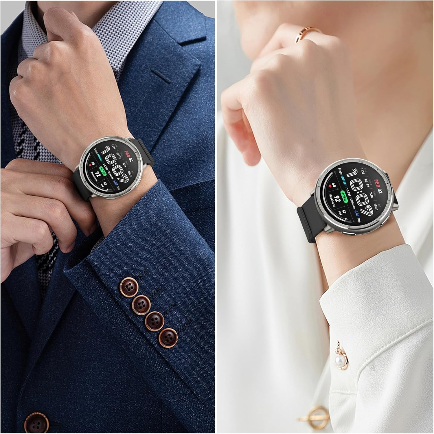 CHULN Silikon Armband Kompatibel Mit Amazfit Active 2/Active/Garmin Vivoactive 5/Amazfit GTS/GTS 2/2 Mini/Gts 3, 20Mm Einstellbares Magnetisch Sport Ersatzarmband F&uuml;r Smartwatch.(No Host) - Starlight image number 6