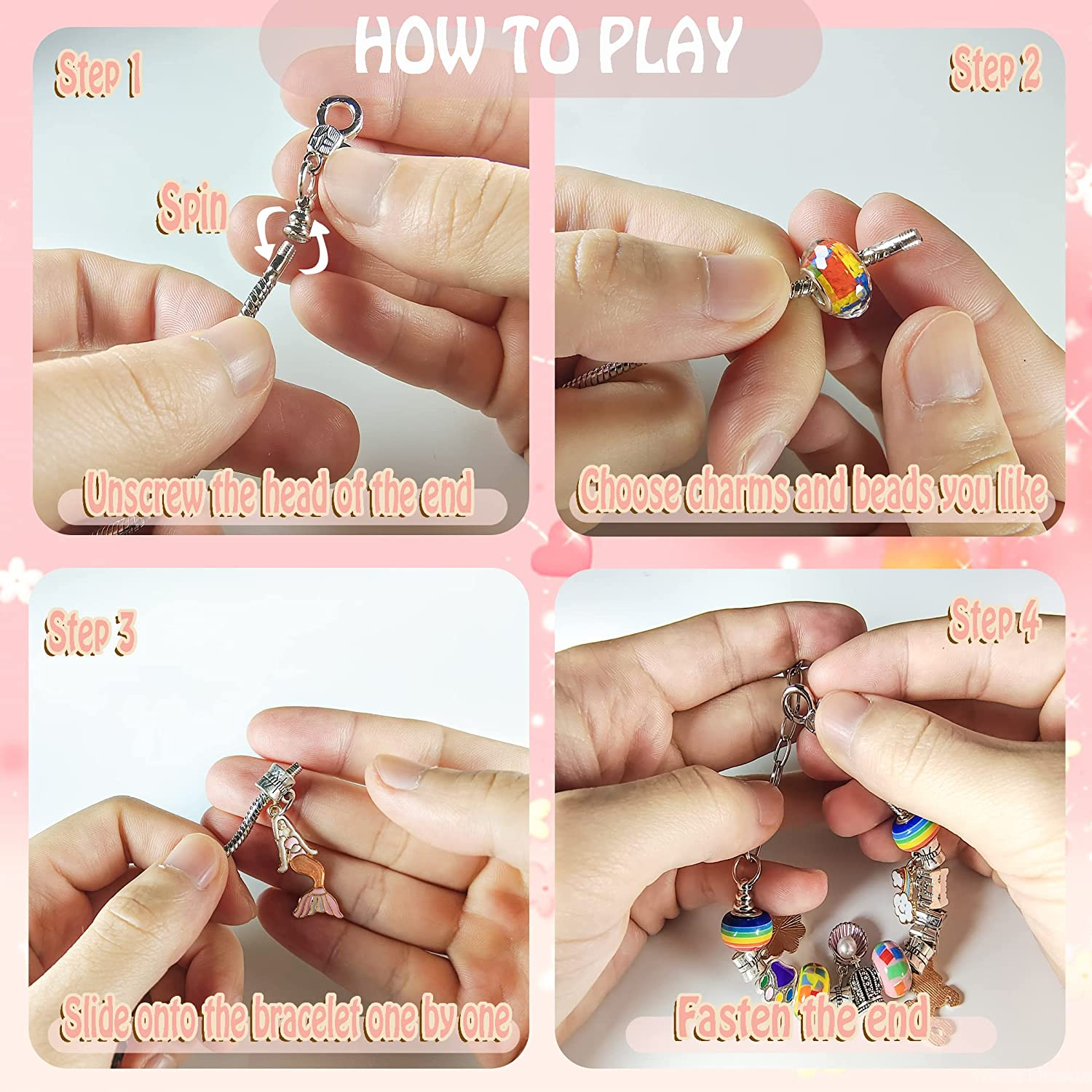 Yowamho Charm Bracelet Making Kit for Girls, 69PCS DIY Jewellery Making Set with Jewelry Box and Gift Gag, Jewellery Charms and DIY Art Crafts with Beads Bracelets Necklaces, Birthday Christmas Jewellery Gifts for Teens Kids Age 6-12.&hellip; image number 2