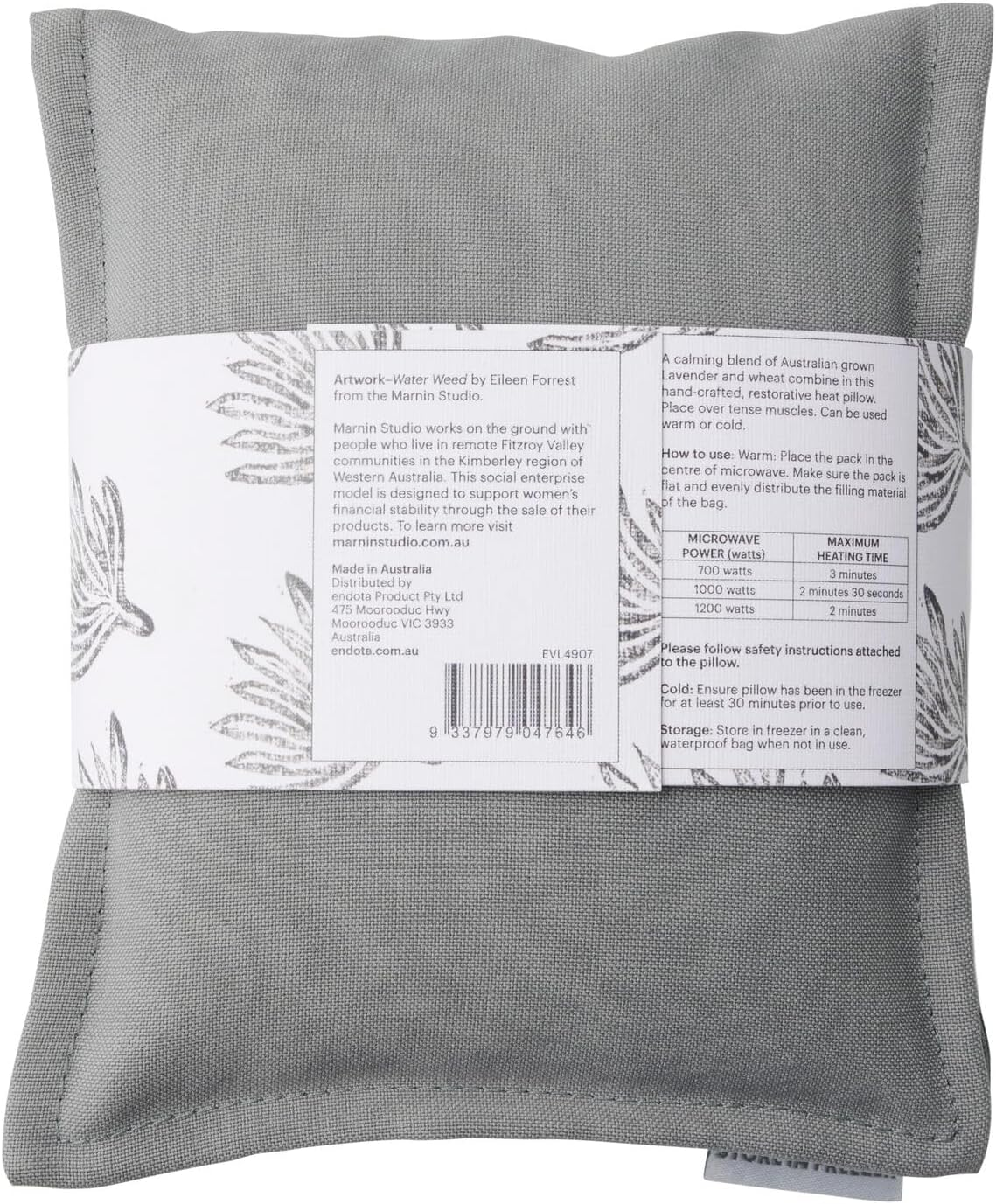 Endota Live Well Australian Lavender Heat Pillow, an Australian Lavender and Wheat Heat Pillow to Place over Tense Muscles.
