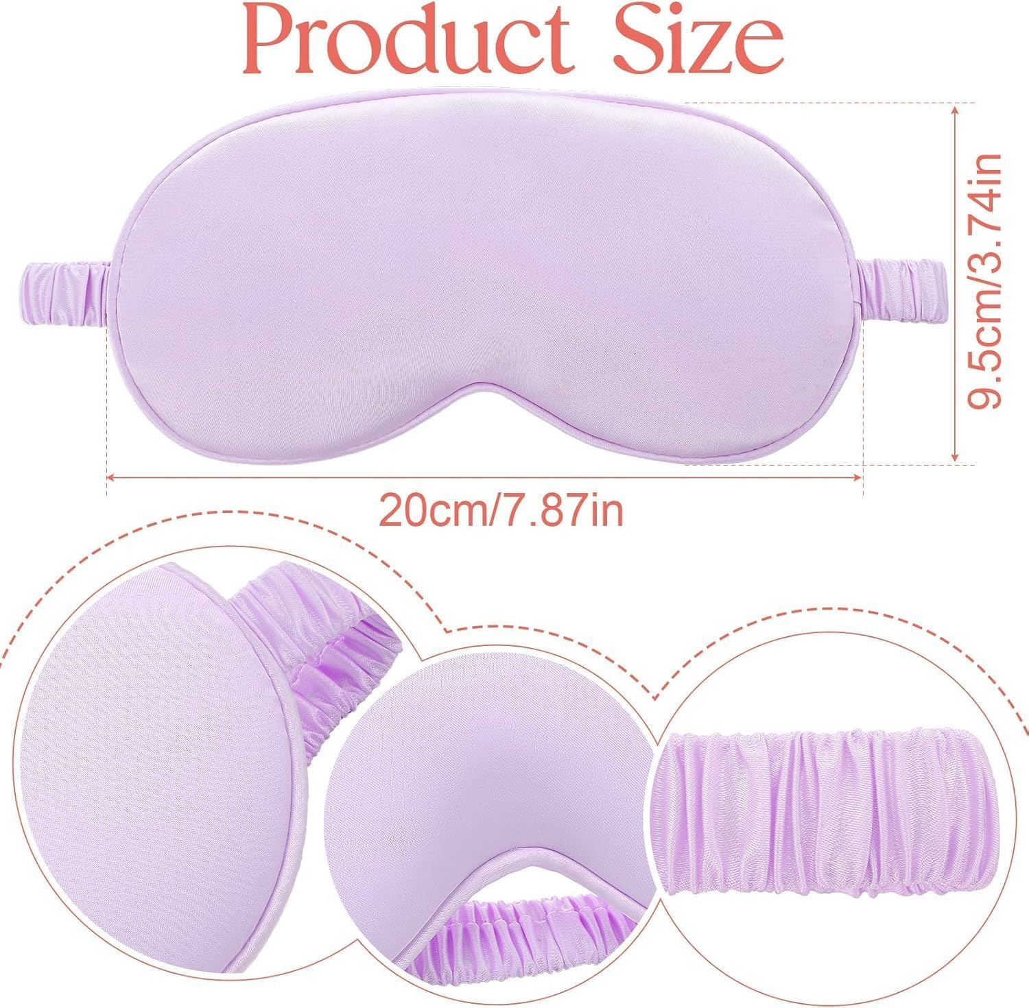 Silk Satin Travel Blackout Eye Mask with Elasticated Strap, 3 Pcs Silk Sleep Mask Eyes Masks, Sleeping Satin Blackout Eye Mask for Night Sleep and Travel image number 4