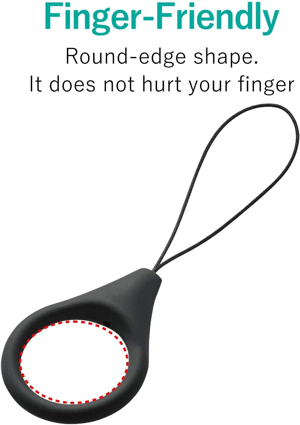 Elecom P-STF01LBK Ring Strap, for Cell Phones, Smartphones, Size L, Inner Diameter 0.9 Inches (22 Mm), Silicone Anti-Slip Fingers, Black image number 3