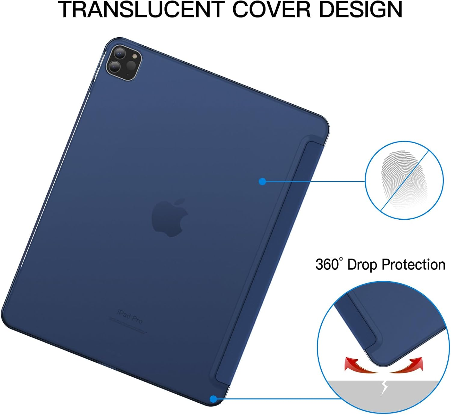 Jetech Case for Ipad Pro 12.9-Inch (6Th/5Th Generation, 2022/2021 Model), Slim Stand Hard Back Shell Smart Cover with Auto Wake/Sleep (Navy) - Light Purple image number 2