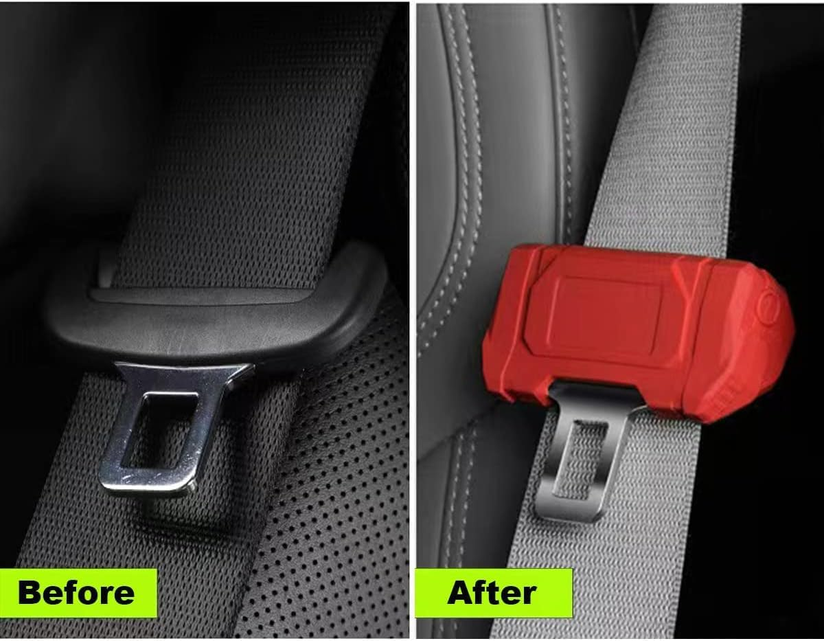 Car Universal Seat Belt Clips Cover,Seat Belt Buckle Protector for Car, Anti-Scratch Silicon Seat Belt Buckle Protector (Red, Large Size) image number 4