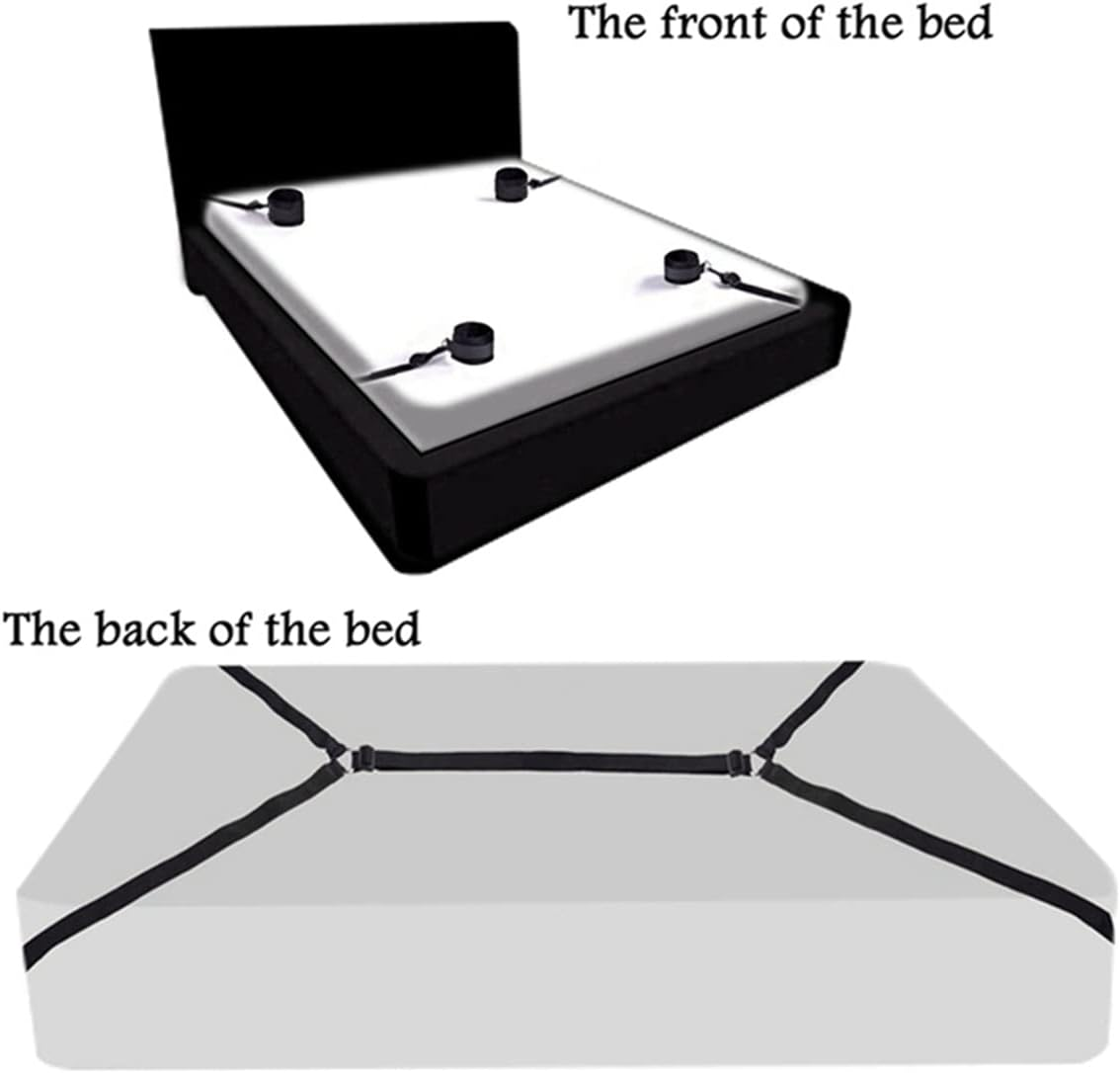 Bed Restraint Kit for Couple under King Bed Sex Tie Downs for Adults Couples Hand Leg Cuffs Ankle Wrist Restraints Sex Bondaged Bed Frame Straps Sexy Accessories for Bedroom Toys Women'S Hoodies image number 5