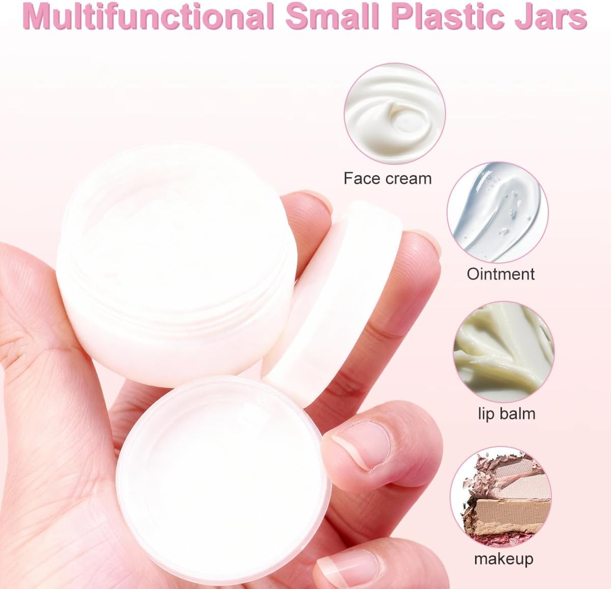 Ericotry White Plastic Jar with Dome Lid 8 Oz (250G) Refillable Make-Up Cosmetic Jars Empty Face Cream Lip Balm Lotion Storage Container Pot Case (Pack of 6) image number 4