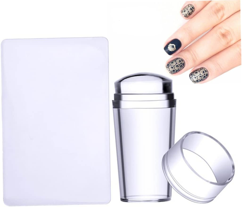 1Set Nail Art Jelly Stamper with Scrapers Set Transparent Soft Clear Nail Stamping Kit Manicure Print DIY Nail Art Tool Clear Nail Art Stamper Nail Art Stamper Set for Salon or Home Use image number 3