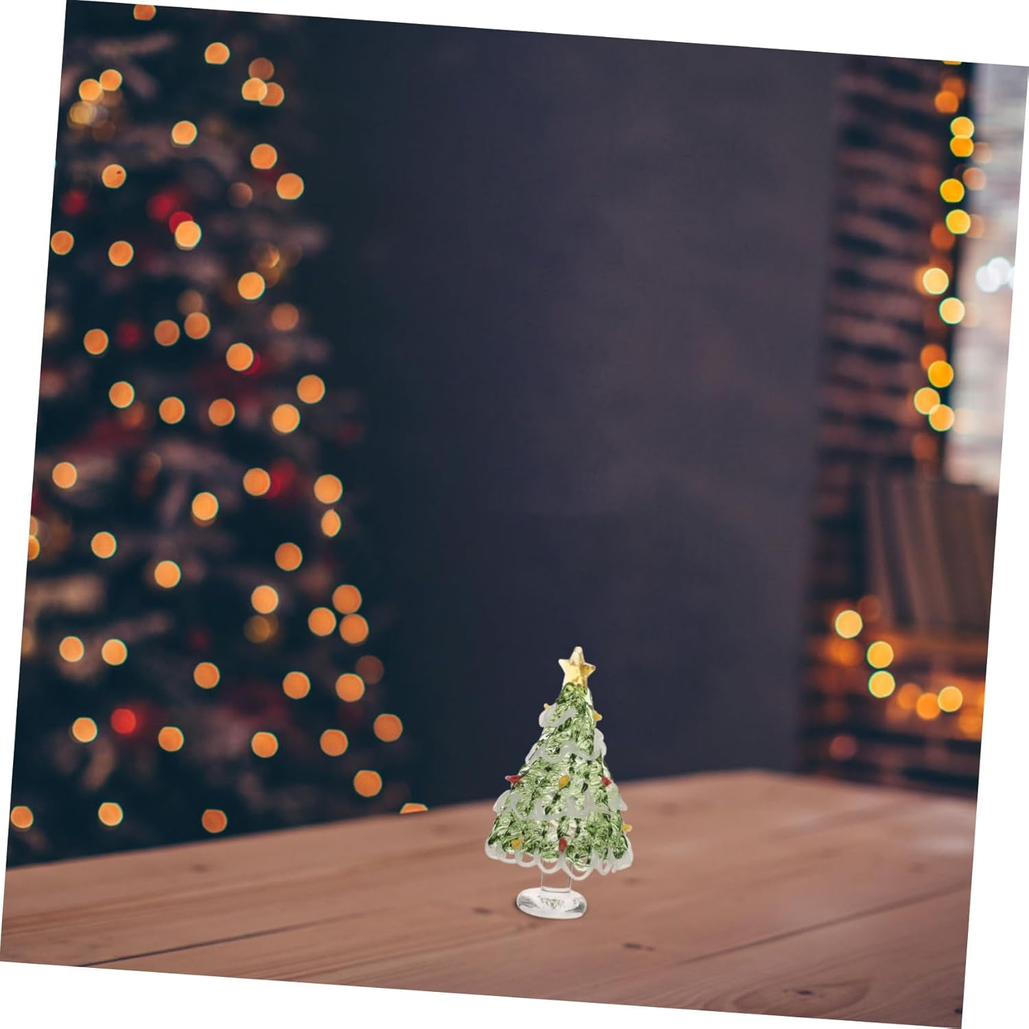 Small Christmas Tree Ornaments Glass Pine Tree Christmas Party Decor Desktop Xmas Holiday Statue Craft image number 2