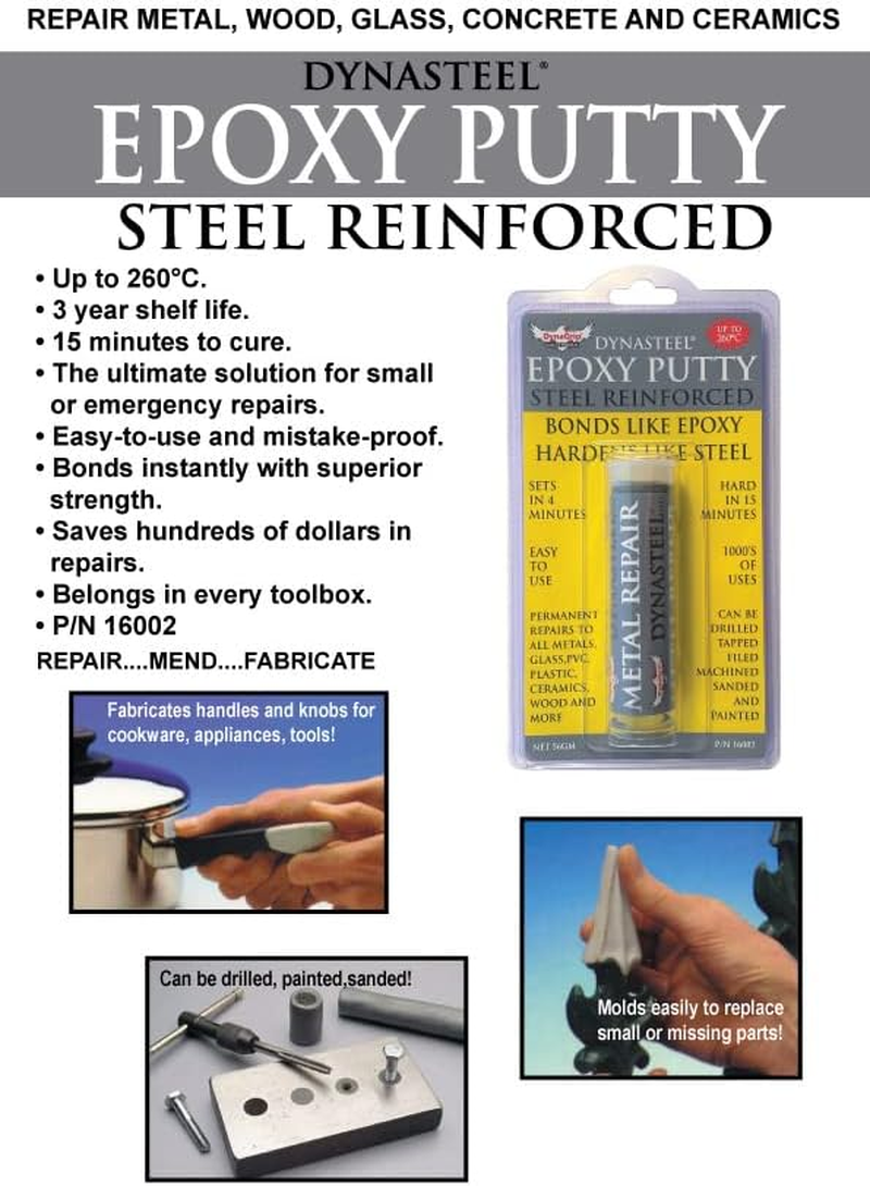 Dynagrip Dynasteel Metal Carded Epoxy Putty 56 G 2-Component Adhesive, Epoxy Resin, Special Adhesive, Quick and High-Strength Repair of Parts, Containers, Tanks. (Pack of 2)