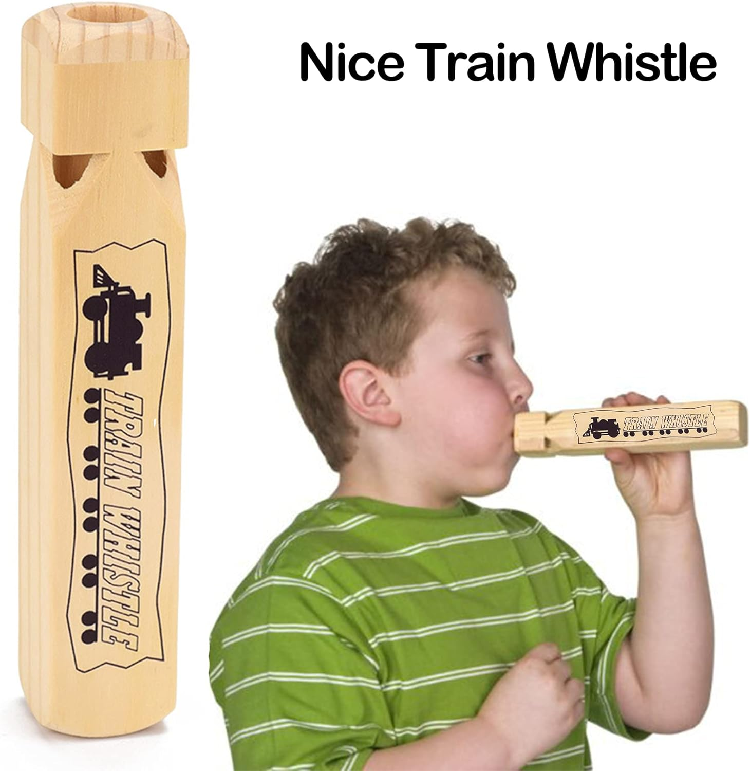MYUBWTF Solid Wood Train Whistle 4 Tones, Noisemaker Toys and Conductor Whistle for Birthday Party Carnival Prize Game Cheering Prop or Educational image number 3