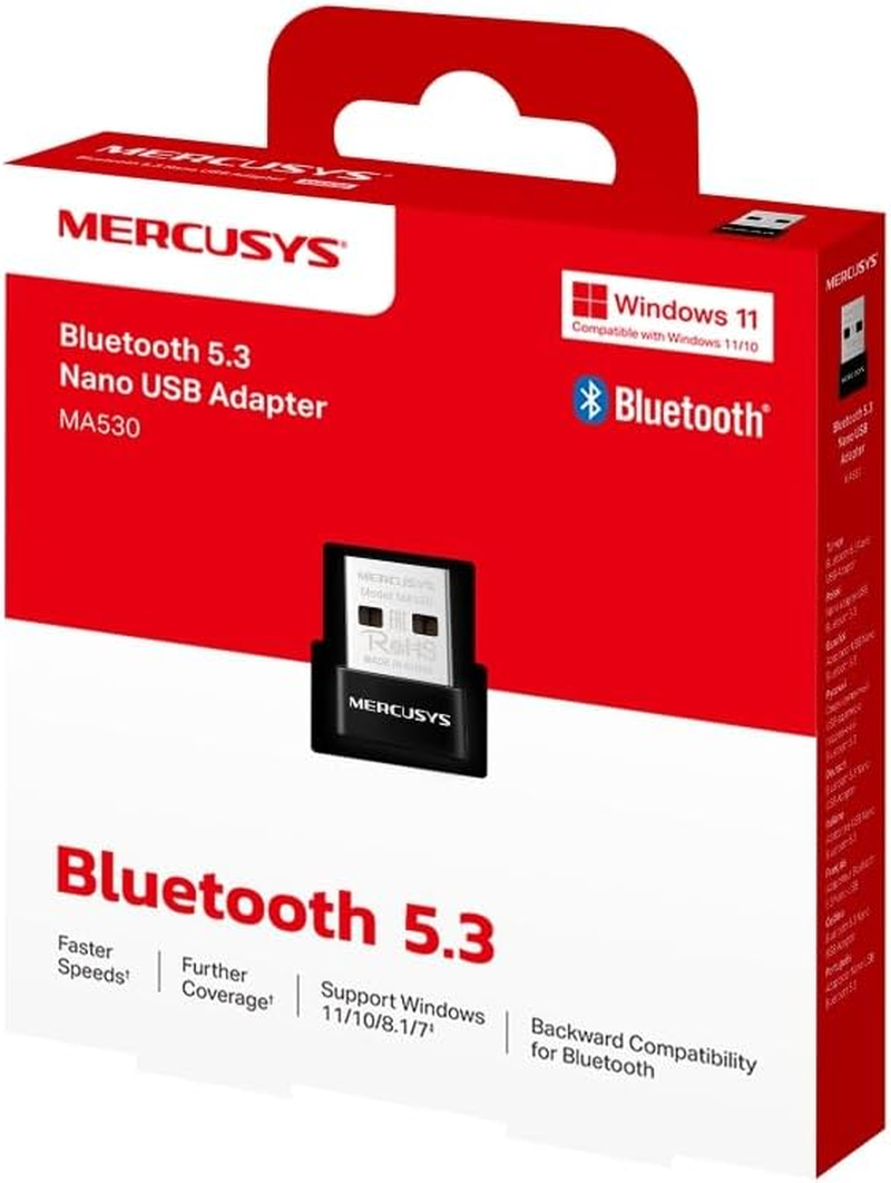 Mercusys Bluetooth 5.3 Nano USB Adapter, Speed Coverage Security Improvement, Wireless Connectivity, Nano-Size, Backward Compatibility, Plug & Play, Windows 11/10/8.1/7 (MA530) image number 2