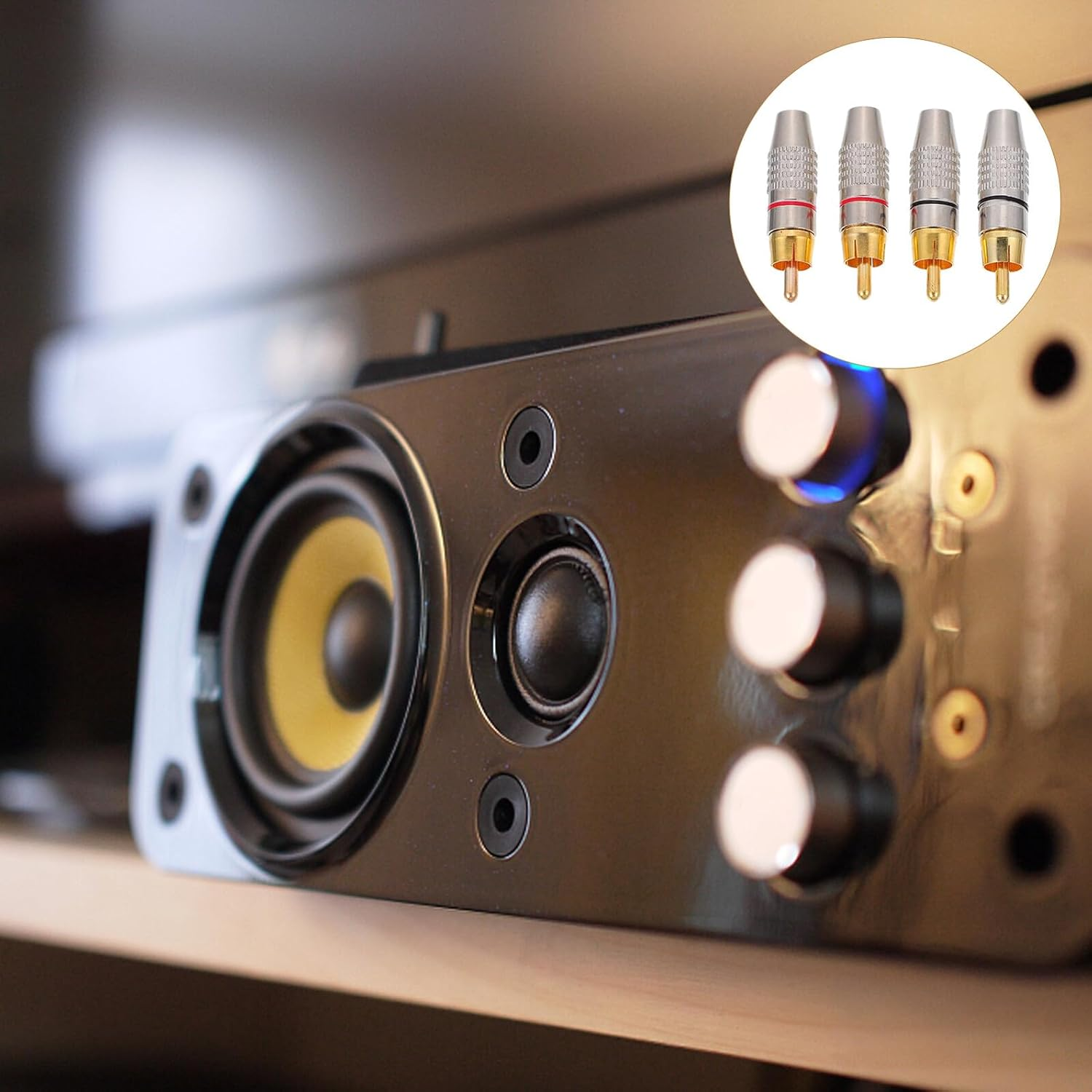 GAROZATION Speaker Plug Audio Plug Gold Plated Professional 4Pcs Male Connector for Home Theater Speaker Systems Audio Equipment image number 2