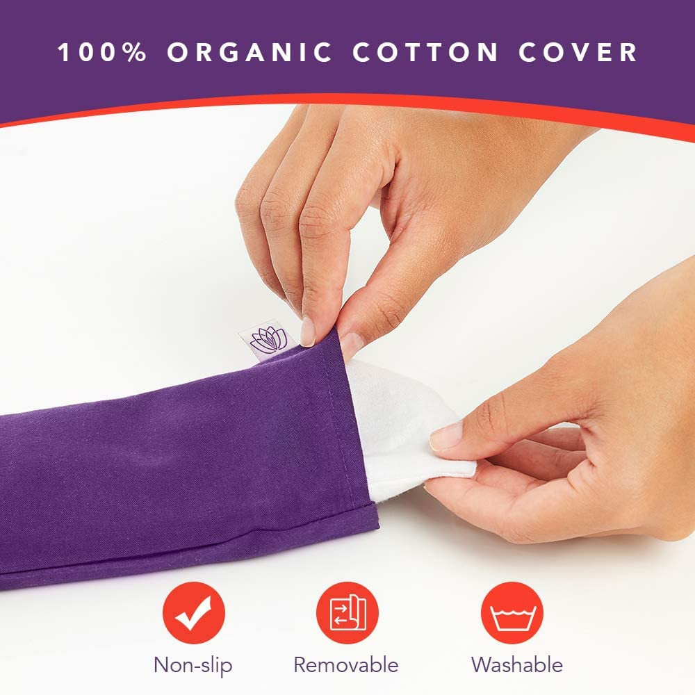 Lotus Weighted Lavender Eye Pillow - Purple Eye Mask for Sleep & Meditation - Aromatherapy Yoga Pillow with Flaxseed - Hot or Cold Compress for Headache & Eye Relief image number 2