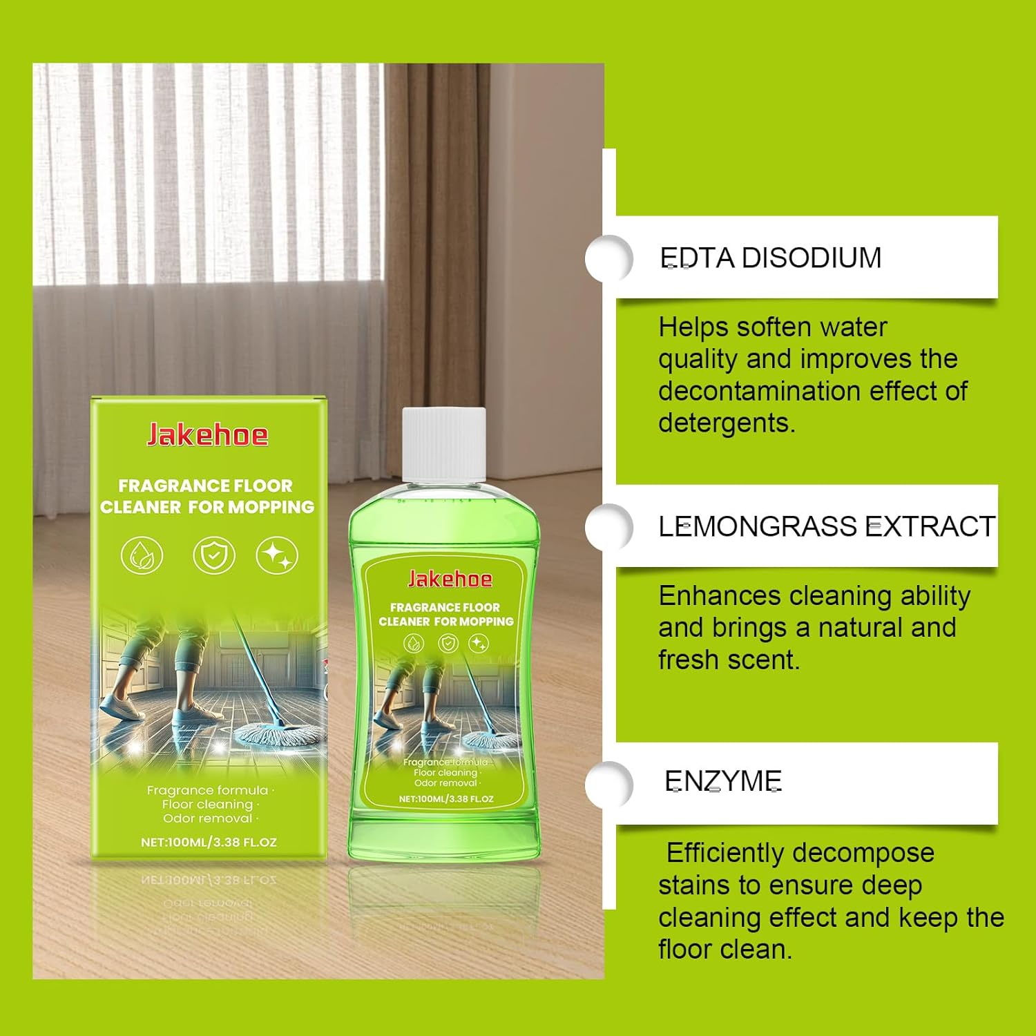 Concentrated Floor Cleaner with Lemongrass, 100Ml, Deep Cleaning Formula image number 3