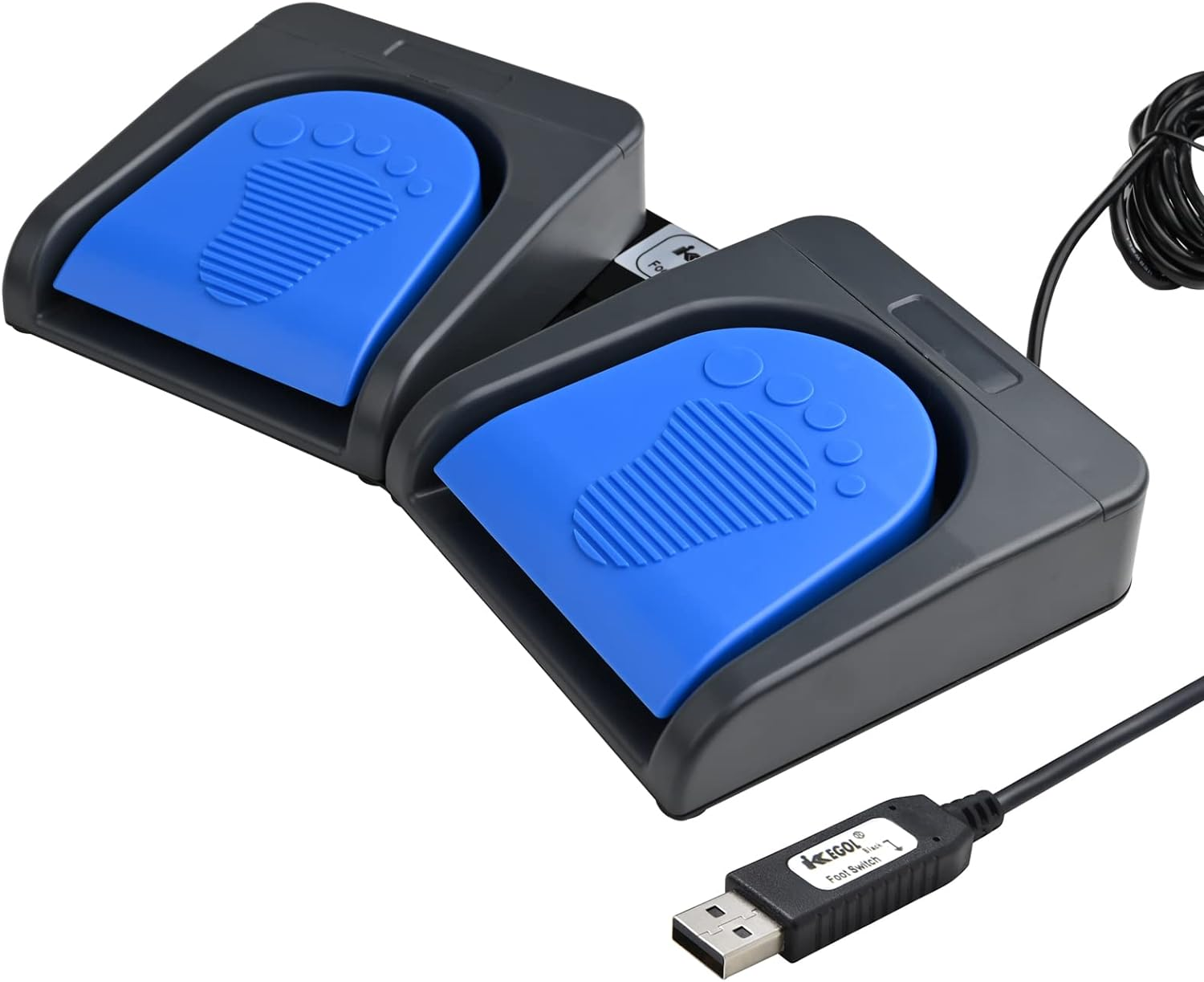 Ikkegol Upgraded USB Single Foot Pedal Switch Control One Key Footswitch Program Customized Computer Keyboard Mouse Game Action HID (Grey Blue Pedal) (Double Pedal) image number 5
