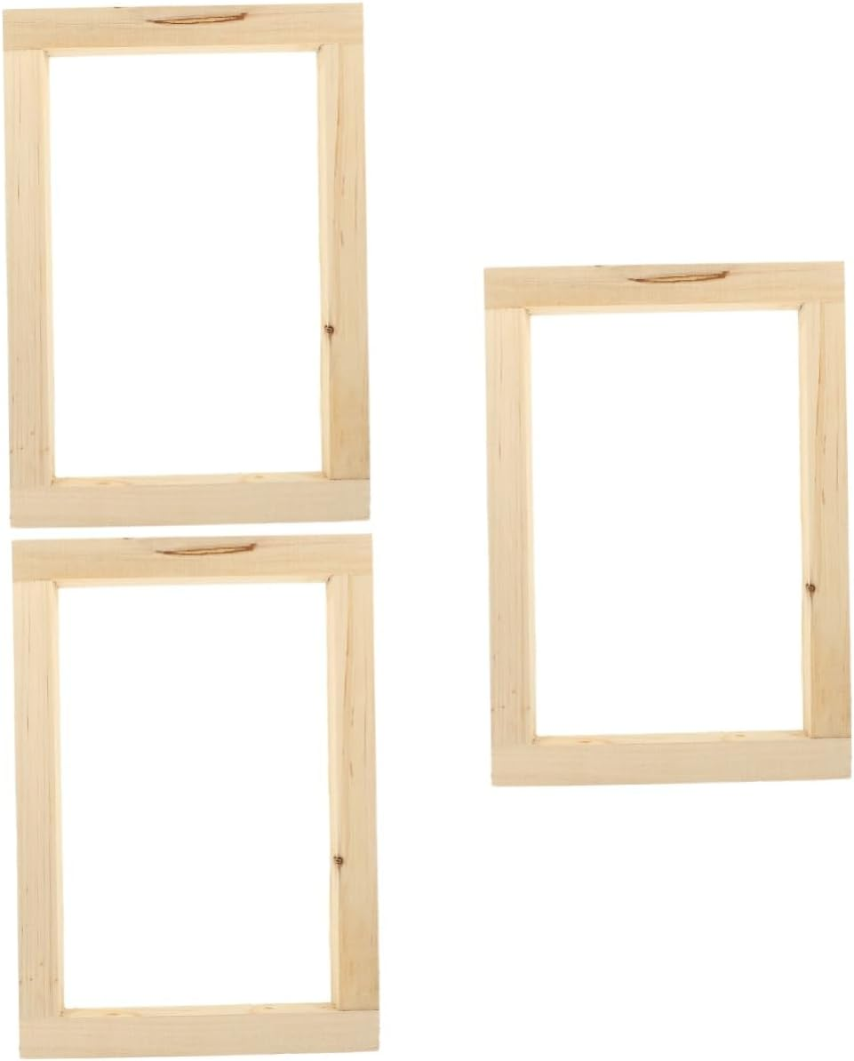 Angoily 3Pcs Portable Screen Printing Frame Wooden DIY Mesh Screen for Shirts Canvas Tote Bags Art Projects Sturdy Washable Reusable Silk Printing Frame