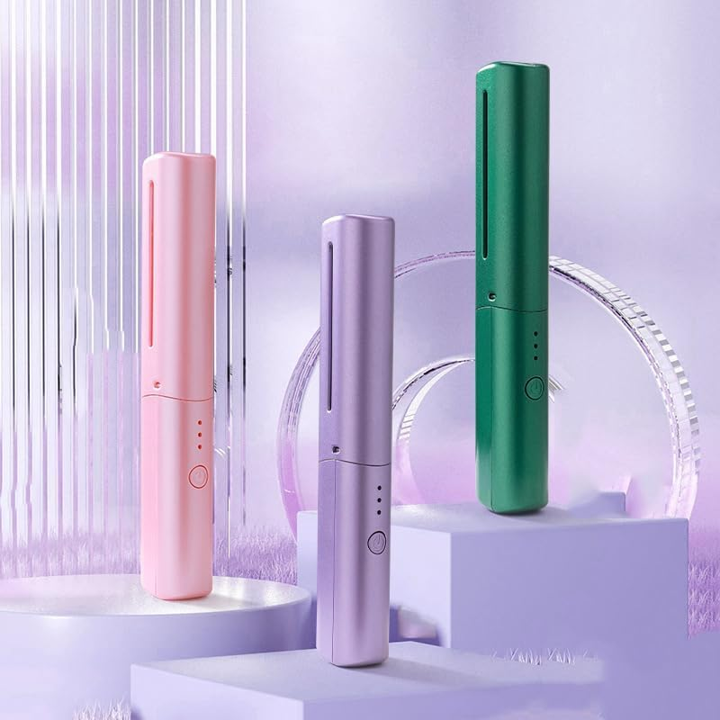 2024 Latest Hairdressing Comb, Rechargeable Mini Hair Straightener, Portable Hair Straightener Cordless, 3 Temperature Adjustments Travel Size Electric Flat Iron, Styling Combs (Pink)