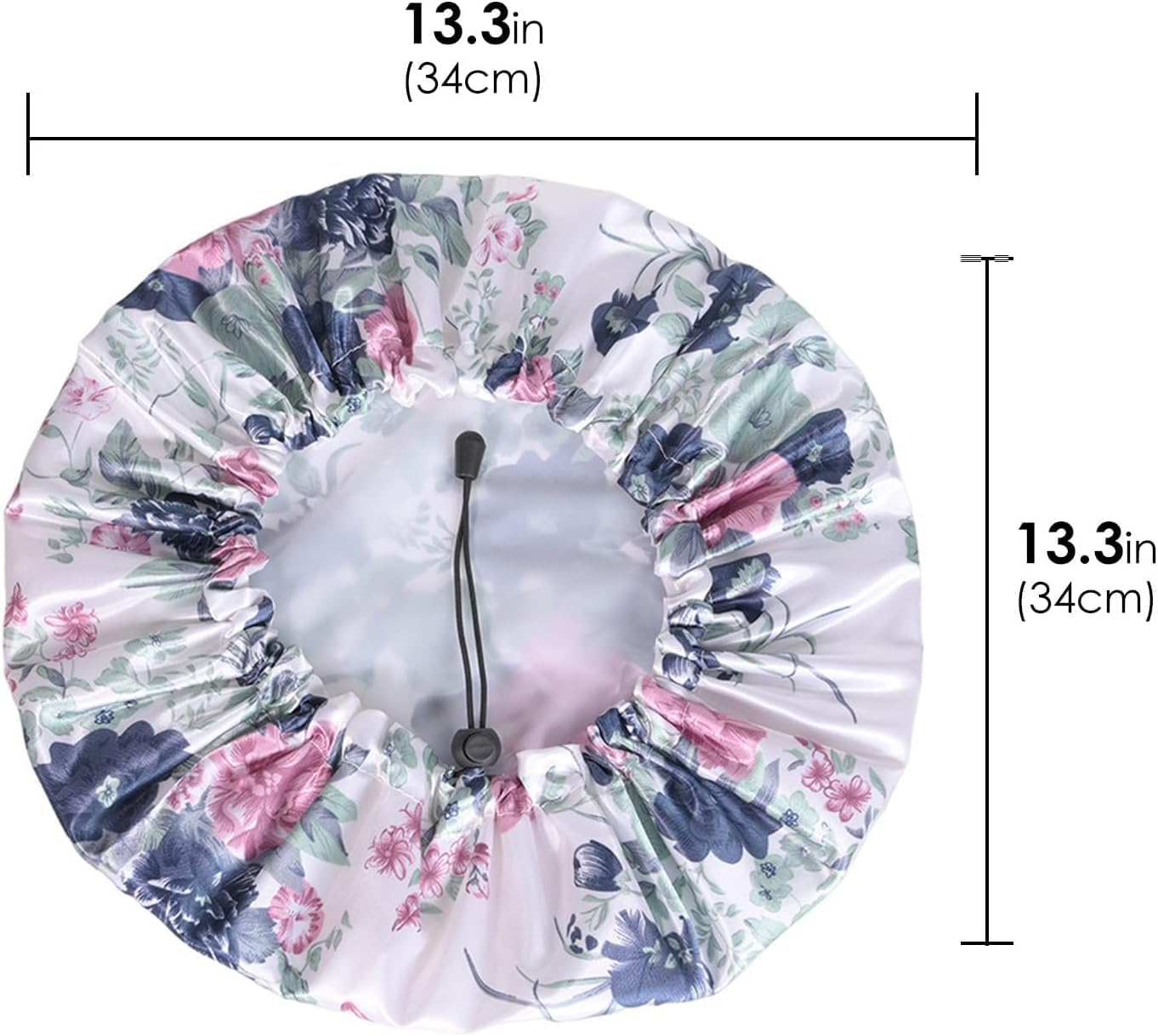 Large Reusable Shower Caps, Double Layer Elastic Shower Cap for Women, Waterproof Adjustable Hair Bath Caps for Long Hair (White, Pink, One Size) image number 2