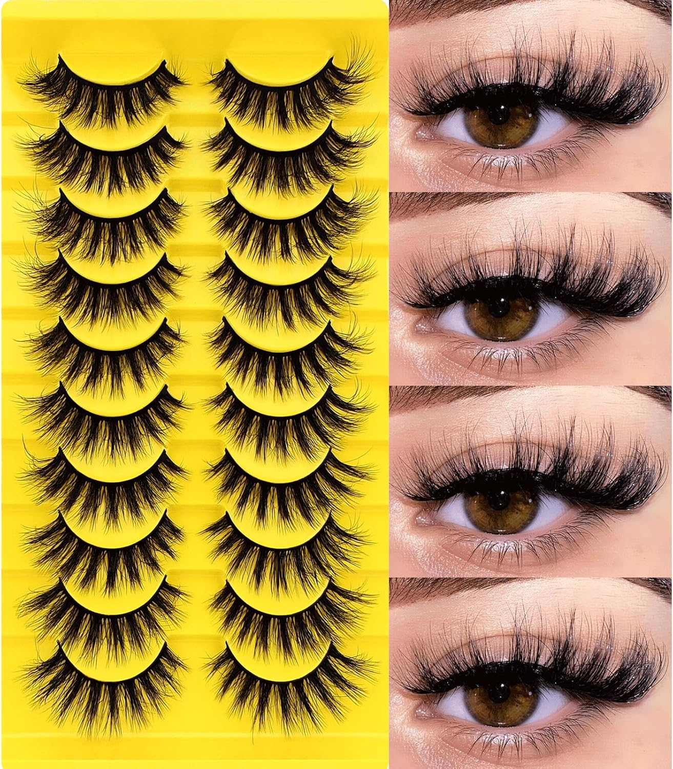10 Pairs of 3D Artificial Eyelashes, Cat Eye False Eyelashes, Natural Look, Curly Cat Eye Lashes, False Eyelashes with Natural Wispy Volume, Cat'S Eye Eyelashes (10Y-Z9X) image number 2