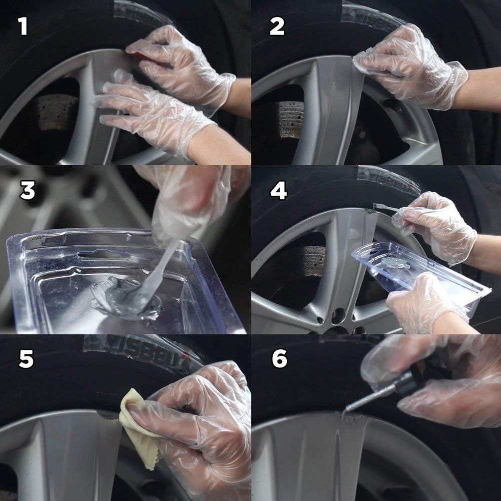 DIY Alloy Wheel Repair Adhesive Kit Rim Surface Damage Car Auto Rim Dent Scratch Care (Paper Packaging) (Hub-227) 1